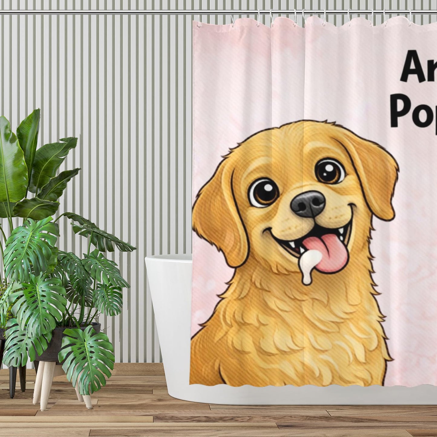 Wordatu Funny Golden Retriever Shower Curtain 72x72 Inch Home Bathroom Decor are You Pooping Animal Bath Bathtub Set Waterproof Fabric with 12 Hooks(24753)