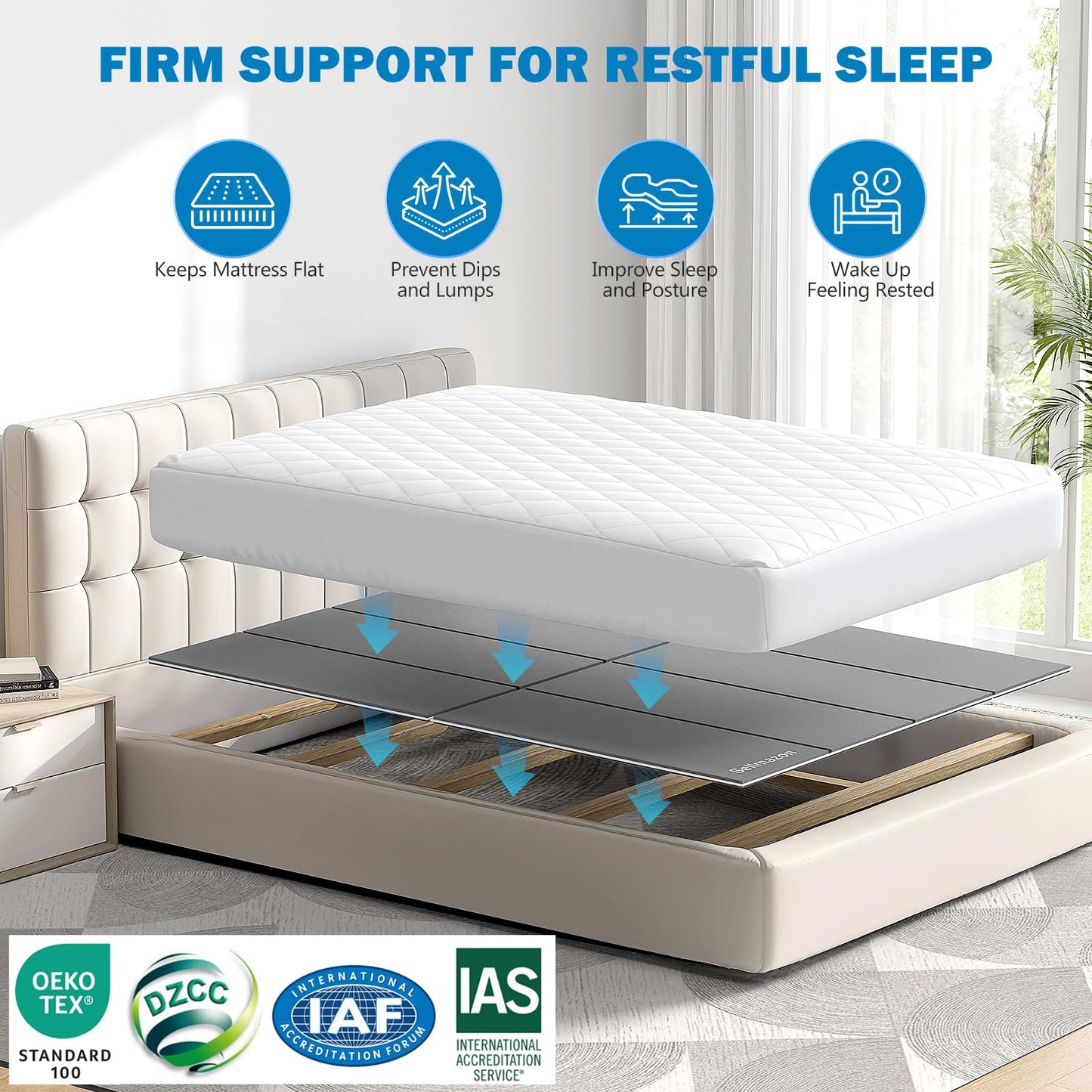 Sellmazon Bunkie Board Queen Size (60x80''), Heavy Duty Bed Boards for Frame, Sleeper Sofa Support Board to Stop Sagging Mattress, Breathable, Noise Minimizing, Moisture Resistant