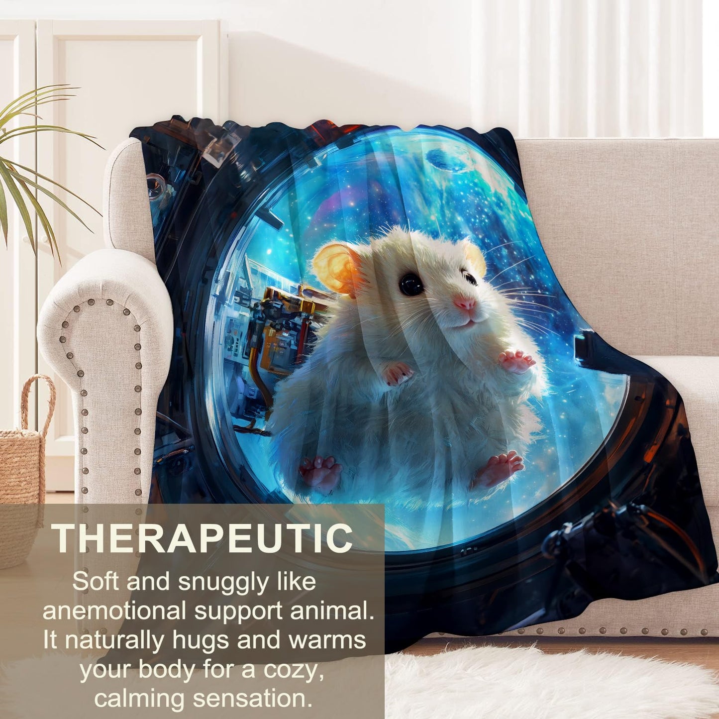 Hamster Blanket for Kids Adults, Hamster Gifts Flannel Throw Blanket, Hamster Decor Lightweight Warm Soft for Sofa Couch Bed Living Room Office 60" x 50"