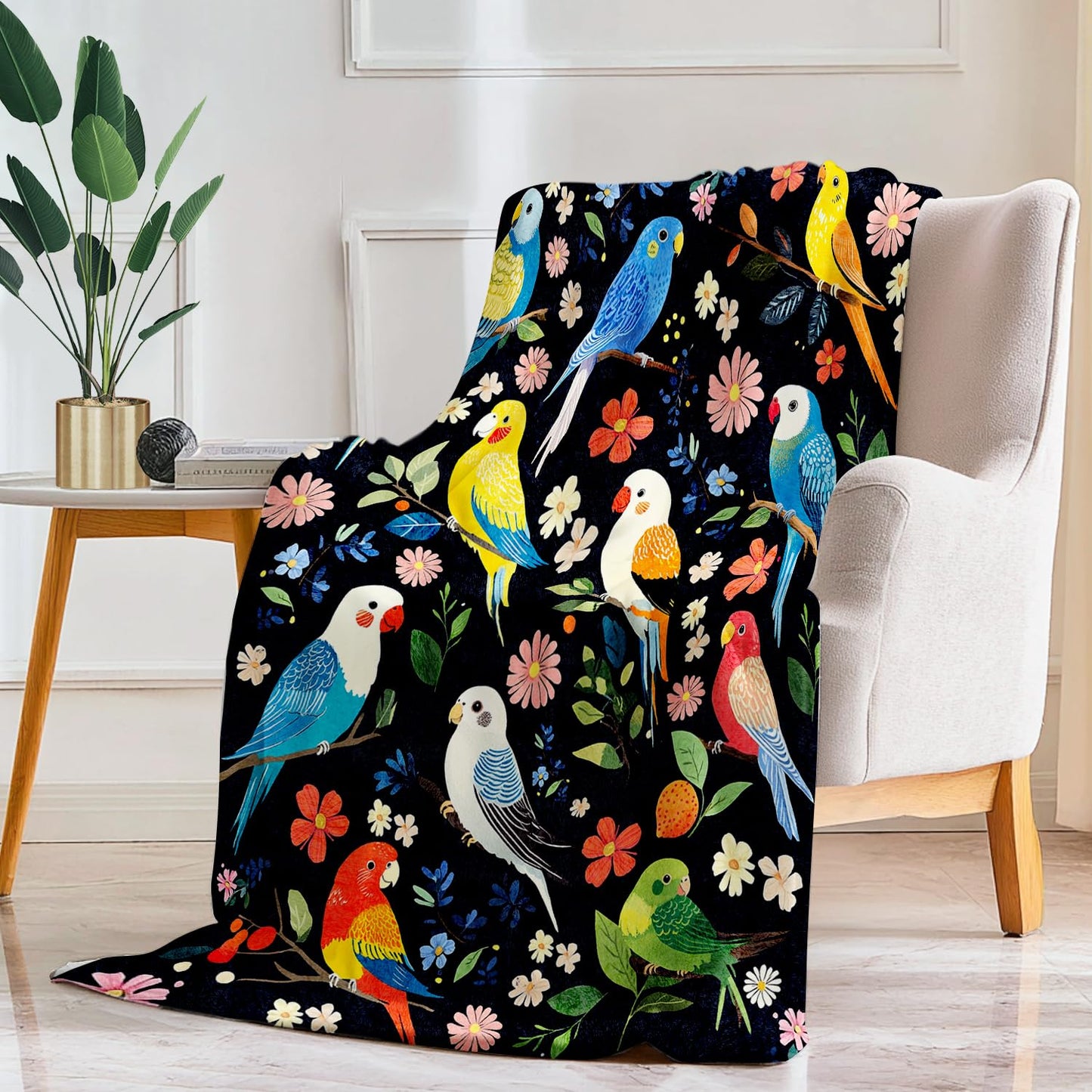 Cockatiel Blanket Cockatiel Parrot Bird Fleece Throw Blanket Super Soft Fuzzy Plush Cozy Warm Parrot Decor Stuffed Bedding Blankets Gift for Boys Girls Men Women Kids & Adult 50"x40"