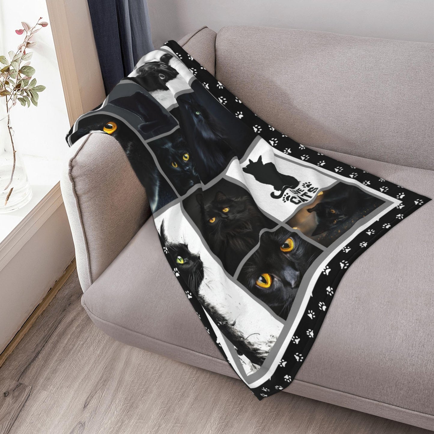Cat Throw Blanket Soft Warm Cozy Black Cats Blankets Fuzzy Plush Fleece Cat Blanket Gifts for Couch Bed Sofa Home Decor 40''X50''