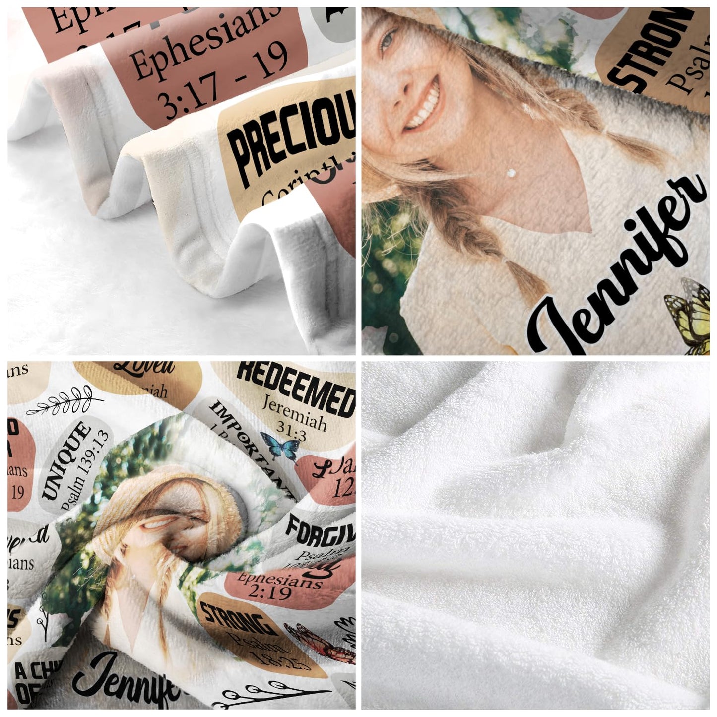 PREAUREUM God Says I Am Blanket, Personalized Christian Throw Blanket,Inspirational Jesus Throw Blankets,Confirmation Catholic Spiritual Blankets for Kids (Custom Photo God Says I Am - Bubble Style)