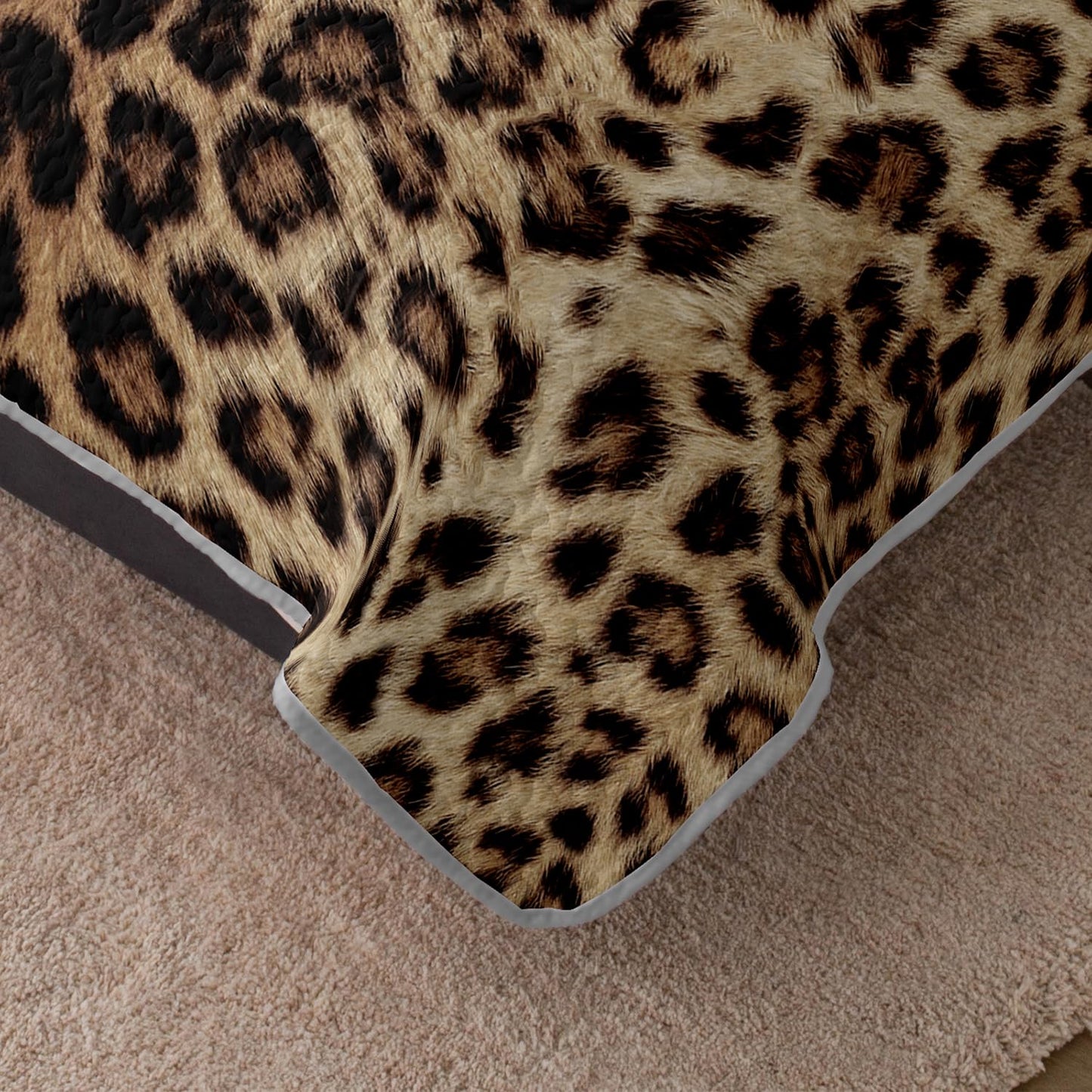 HOSIMA Leopard King Size Quilt,Brown Lightweight Animal Themed Cheetah Bedding Set,Leopard Print Soft Summer Quilts King for Adults Bedroom Decor with 2 Pillowcases.