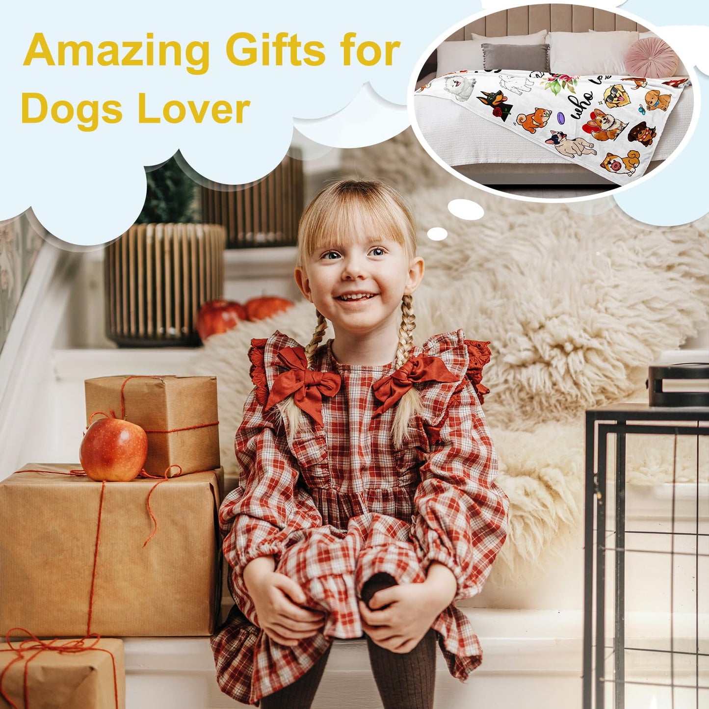 Jepufo Dog Blanket Gifts, Dogs Gifts for Girl, Just a Girl Who Loves Dogs Blanket, Best Gift Ideas for Dog-Lover Blankets 40"X50"