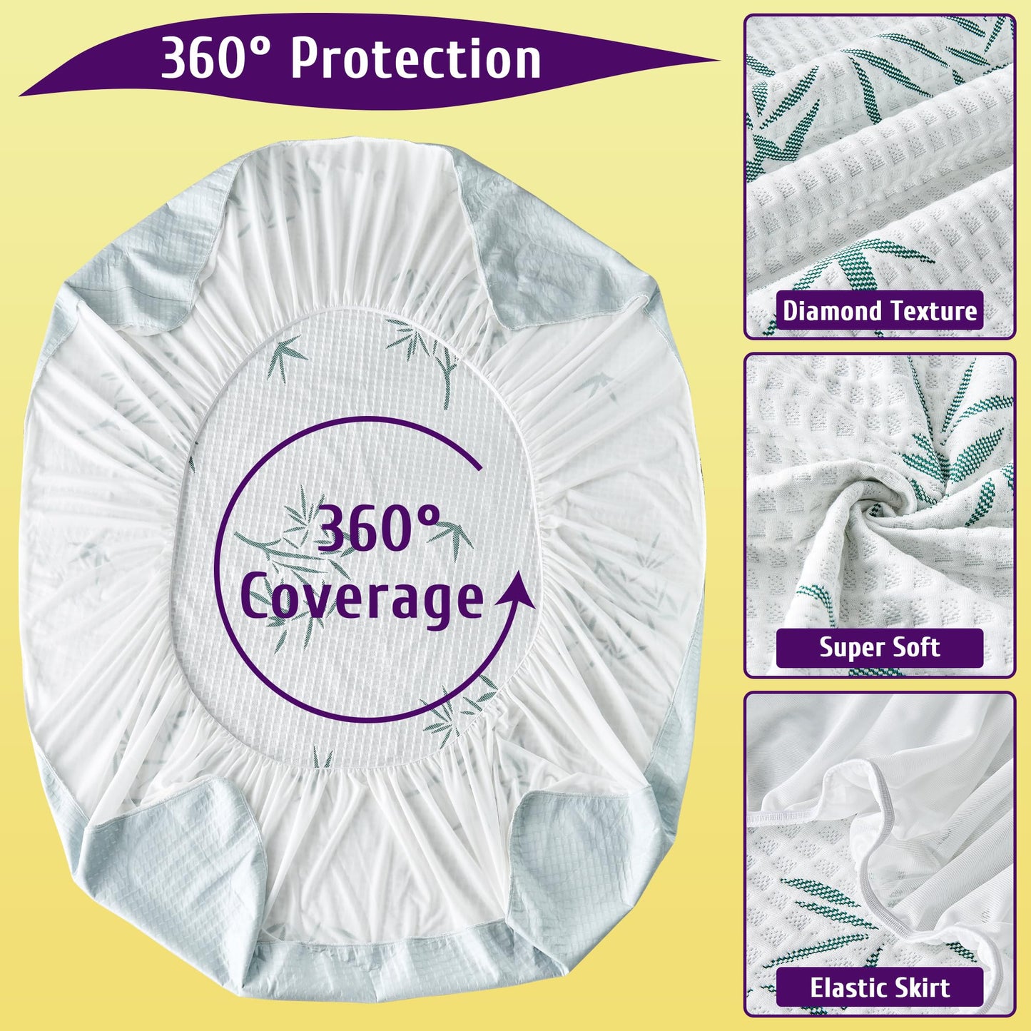 KUTUU Full Size Waterproof Mattress Protector, Breathable and Cooling Full Mattress Pad Cover, Fitted Sheets Style, 6-16 inches Deep Pockets