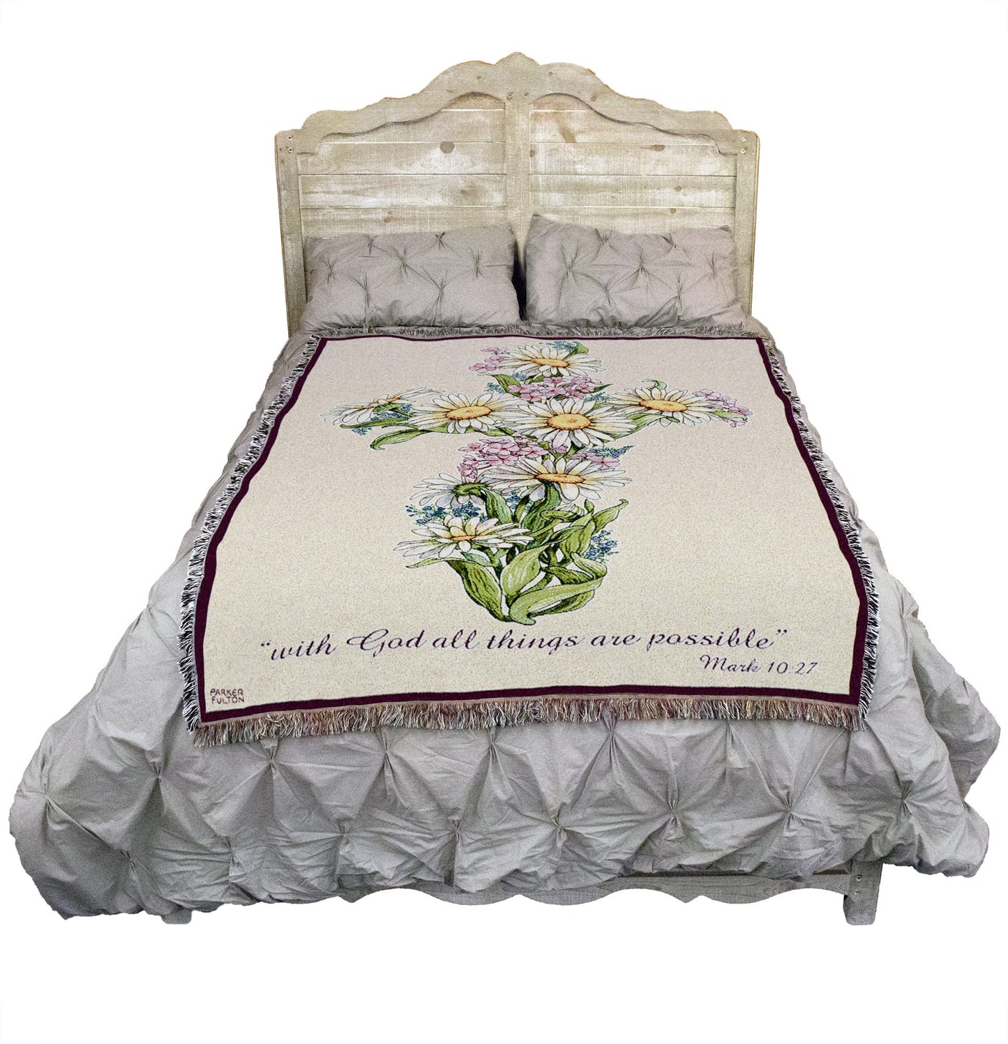 Pure Country Weavers Daisy Cross Blanket - Sympathy Bereavement Gift Tapestry Throw Woven from Cotton - Made in the USA (72x54)