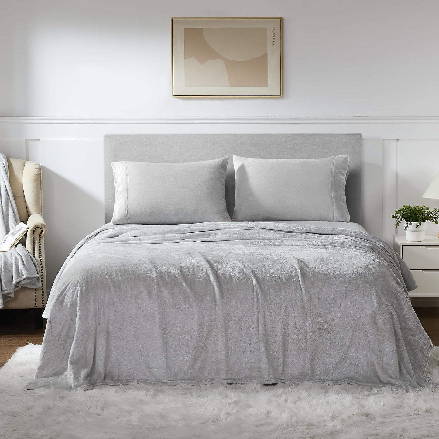 Fleece Sheets King Size – Deep Pocket Bedding Toasty Warm Microfleece Bed Sheets for Cold Weather Fall/Winter Comfort – Micro Fleece Fitted Sheet, Flat Sheet & Pillowcases