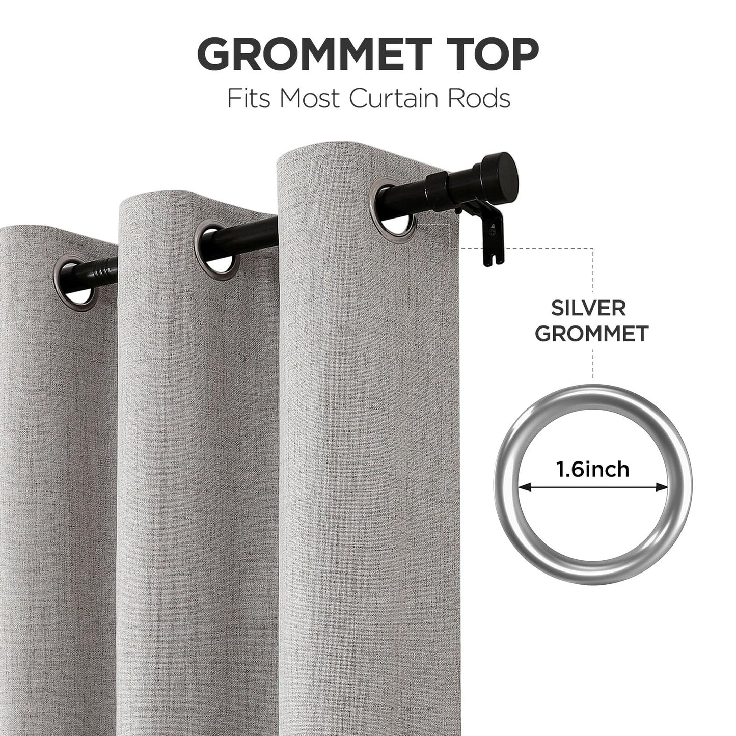 Joydeco Blackout Curtains for Bedroom, Linen Black Out Curtains 84 Inch Long, Light Blocking Drapes 2 Panels Set with Grommet for Living Room Window, Thermal Insulated Room Darkening Privacy Drapes