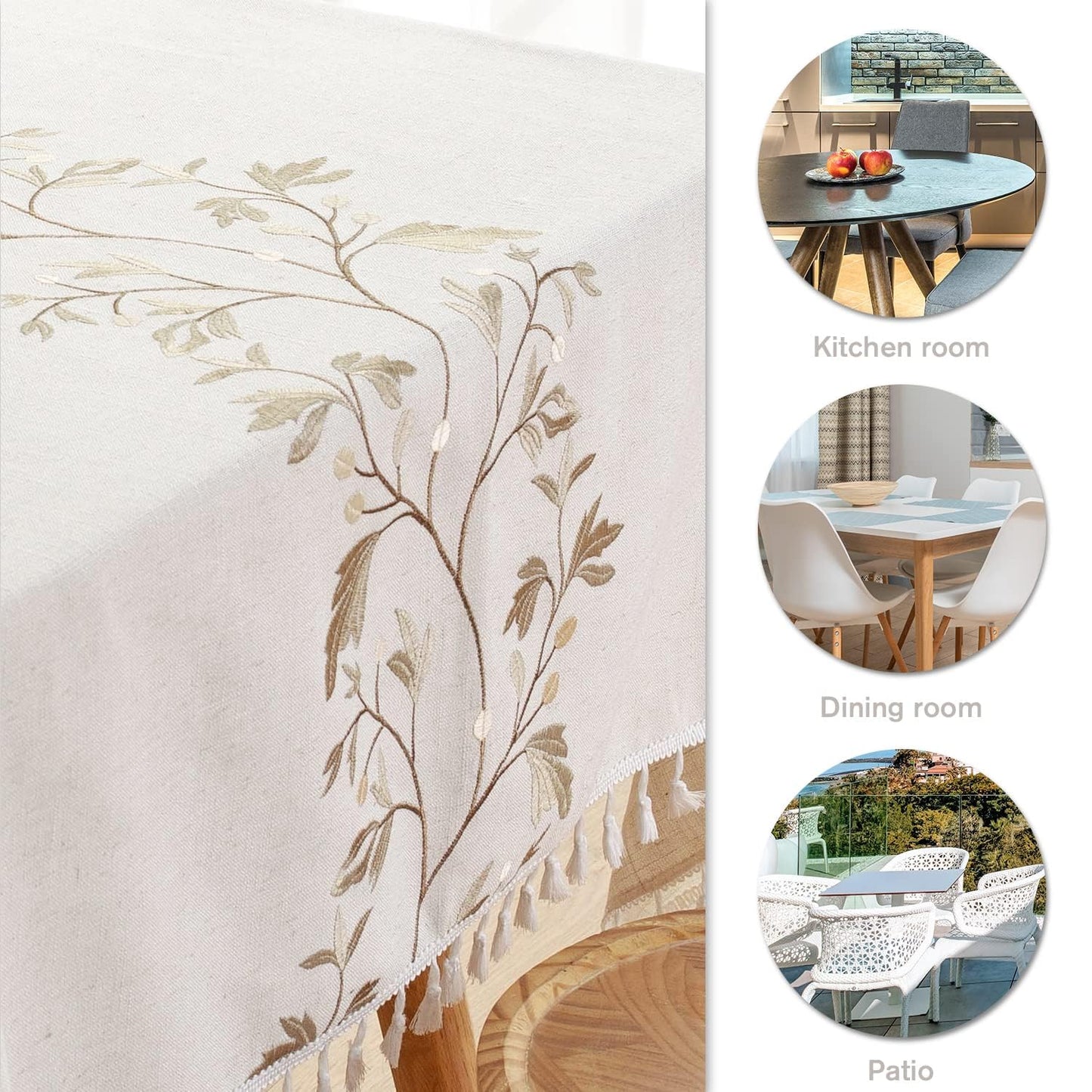 Pahajim Rectangular Cotton Linen Tablecloth Waterproof Wrinkle Resistant Rustic Style Table Cloth Elegant Farmhouse Table Cover for Dining Kitchen Outdoor Picnic,55''x55'',4 Seats
