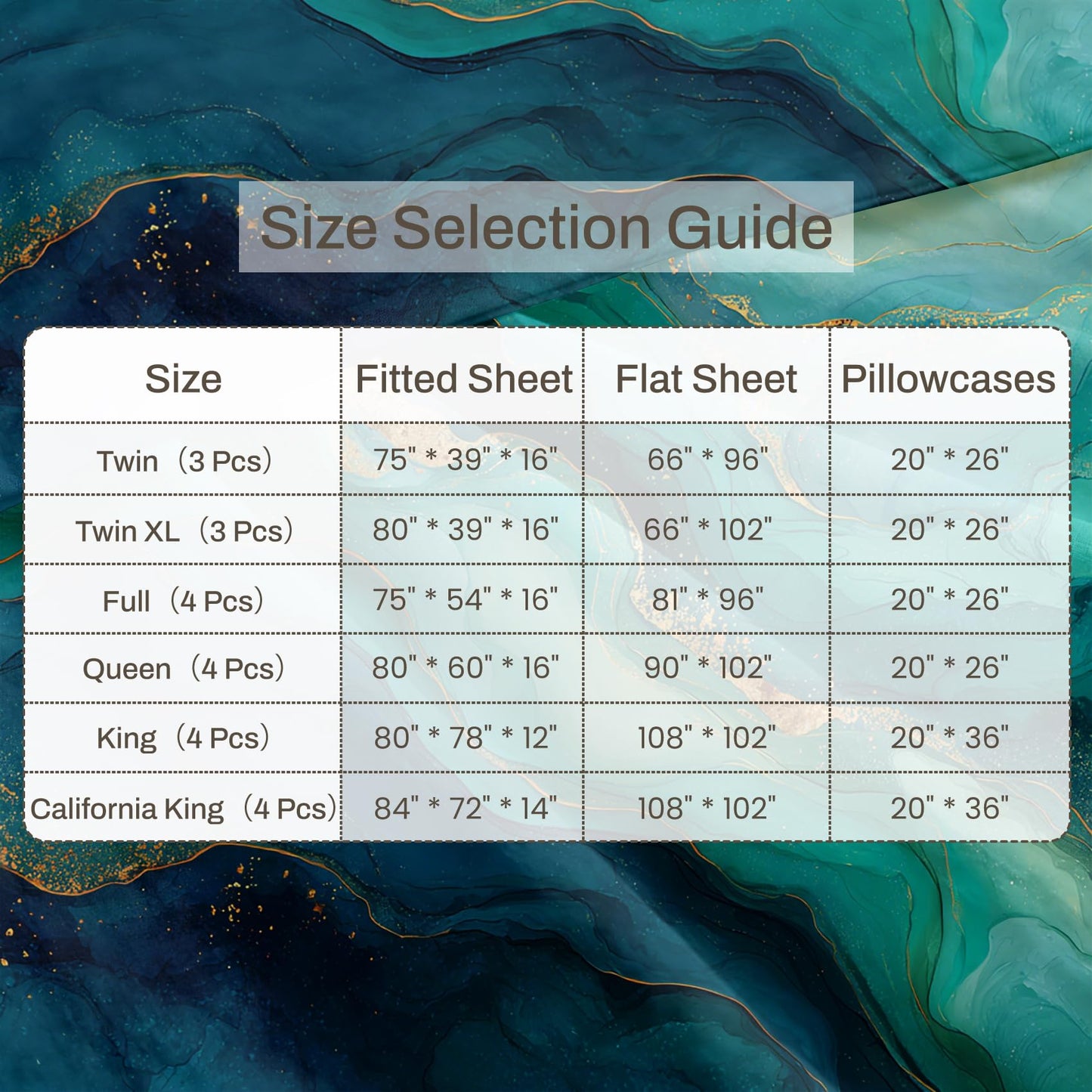 Green Marble Full Bedding Set Modern Abstract Sheet Sets, Gold Green