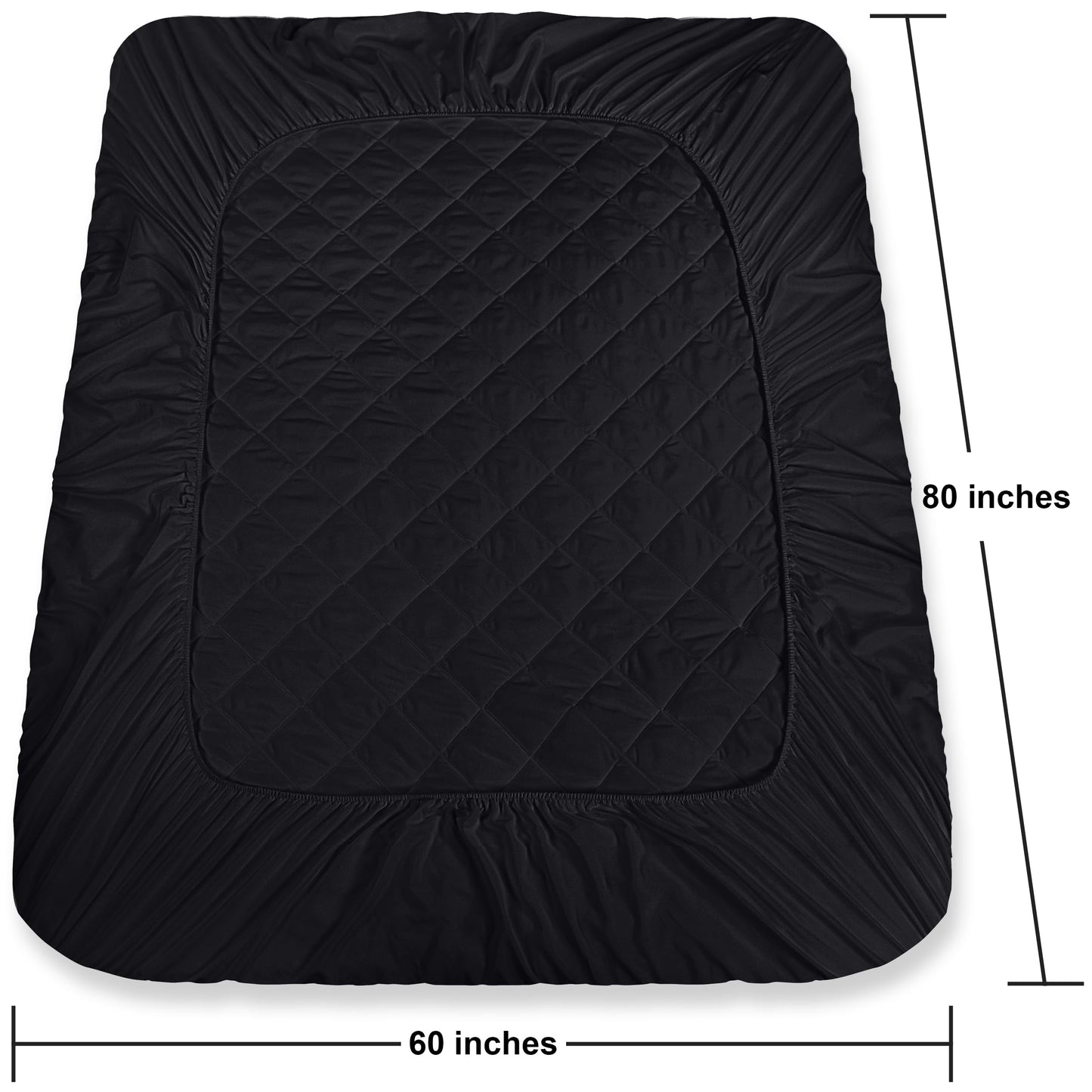 Quilted Fitted Mattress Pad, Queen Mattress Protector Topper with Deep Pocket Stretches up to 16 Inches, Machine Washable Mattress Cover by Utopia Bedding (Black)