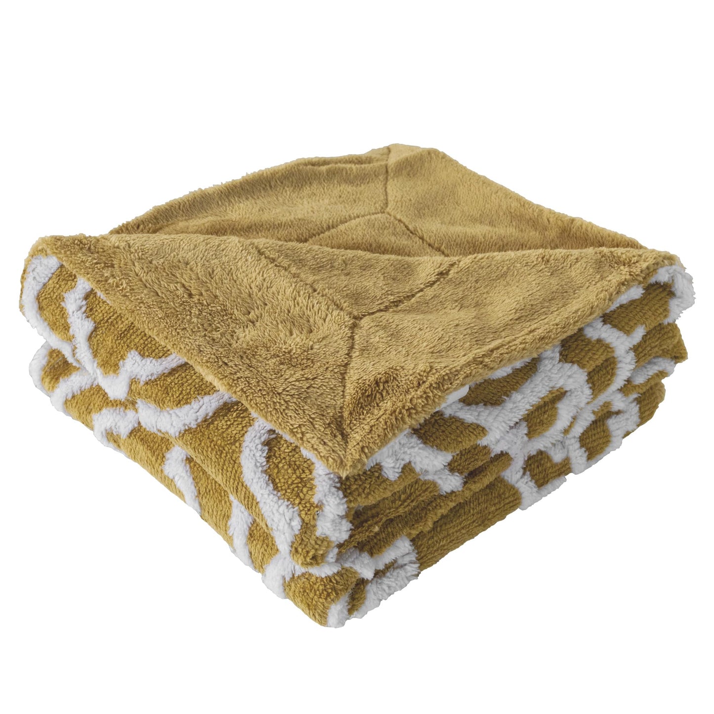 Home Soft Things Jacquard Sherpa Throw Blanket, 50" x 60", Gold