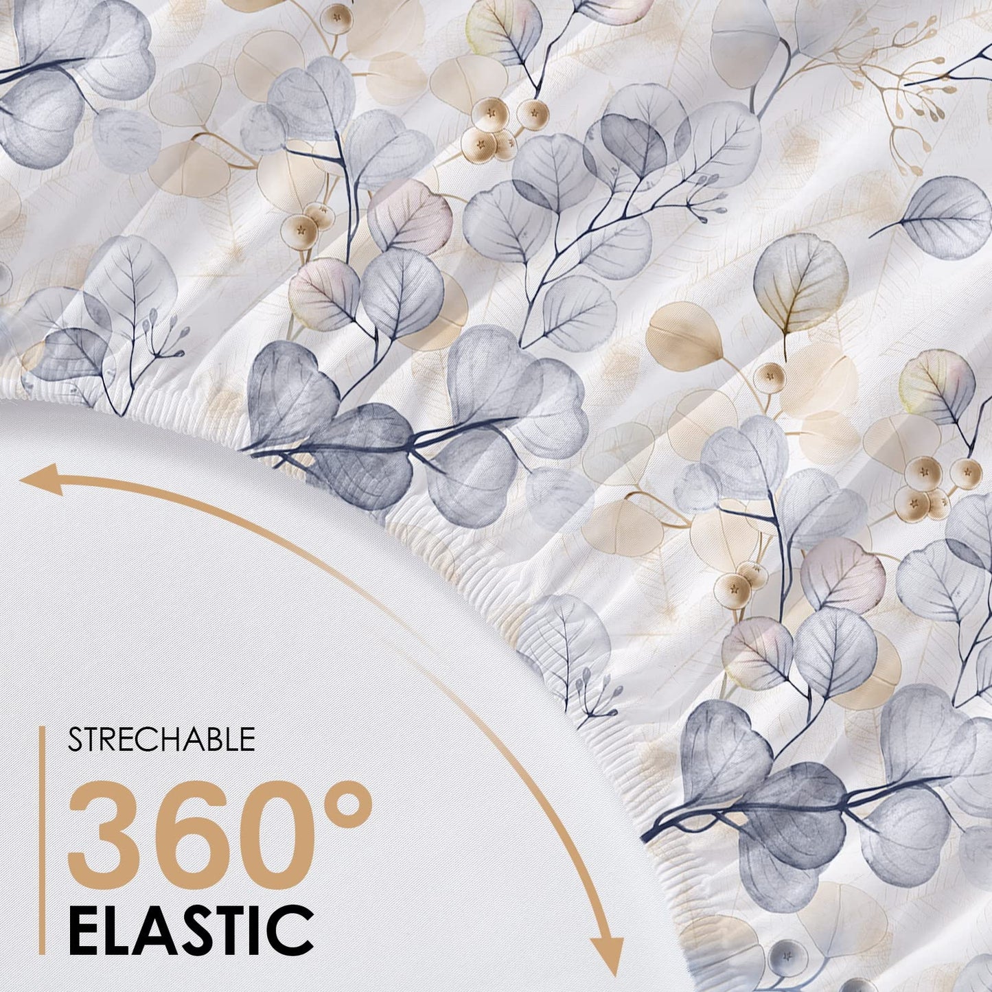 YIYEA Floral Fitted Sheet Only, Premium Double Brushed Microfiber Deep Pocket Fitted Sheet Queen Size, Ultra Soft Fitted Bottom Sheet, Shrinkage, Fade Resistant, Queen