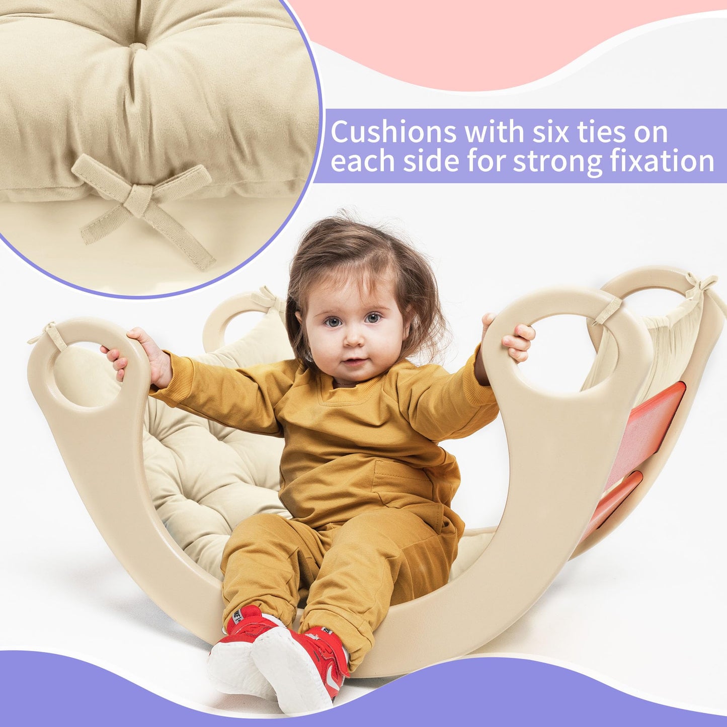 ROYALAY Premium Climbing Arch Set for Kids, Arch Cushion Floor Cushion Toddler Nap Mat (34 * 20 * 3 inch, Apricot)