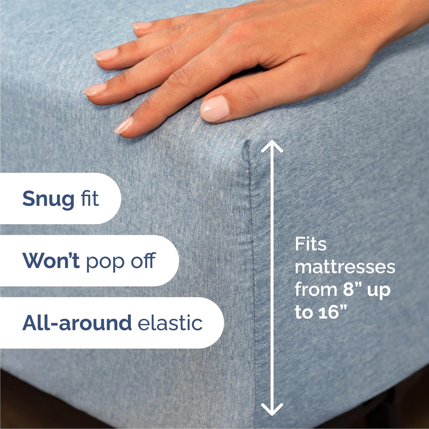 Queen Size 4 Piece Sheet Set - Comfy Breathable & Cooling Sheets - Hotel Luxury Bed Sheets for Women & Men - Deep Pockets, Easy-Fit, Soft & Wrinkle Free Sheets - Heathered Blue Oeko-Tex Bed Sheet Set