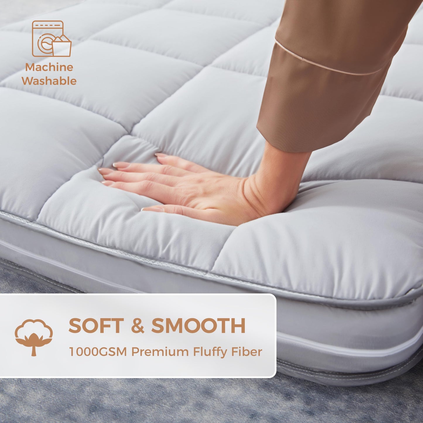 Jamdok 3Inch Narrow Twin Mattress Topper Cover(Only Cover),Cot Mattress Protector Bedding,Foam and Latex Mattress Cover with Zipper,Pillow Top and Bottom(75 x 30”) Gray