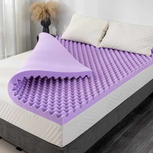 3 Inch Egg Crate Twin Memory Foam Mattress Topper, Cooling Gel Infused Foam Mattress Topper for Pressure Relief, CertiPUR-US Certified Twin Bed Topper, Purple, 38"×75"