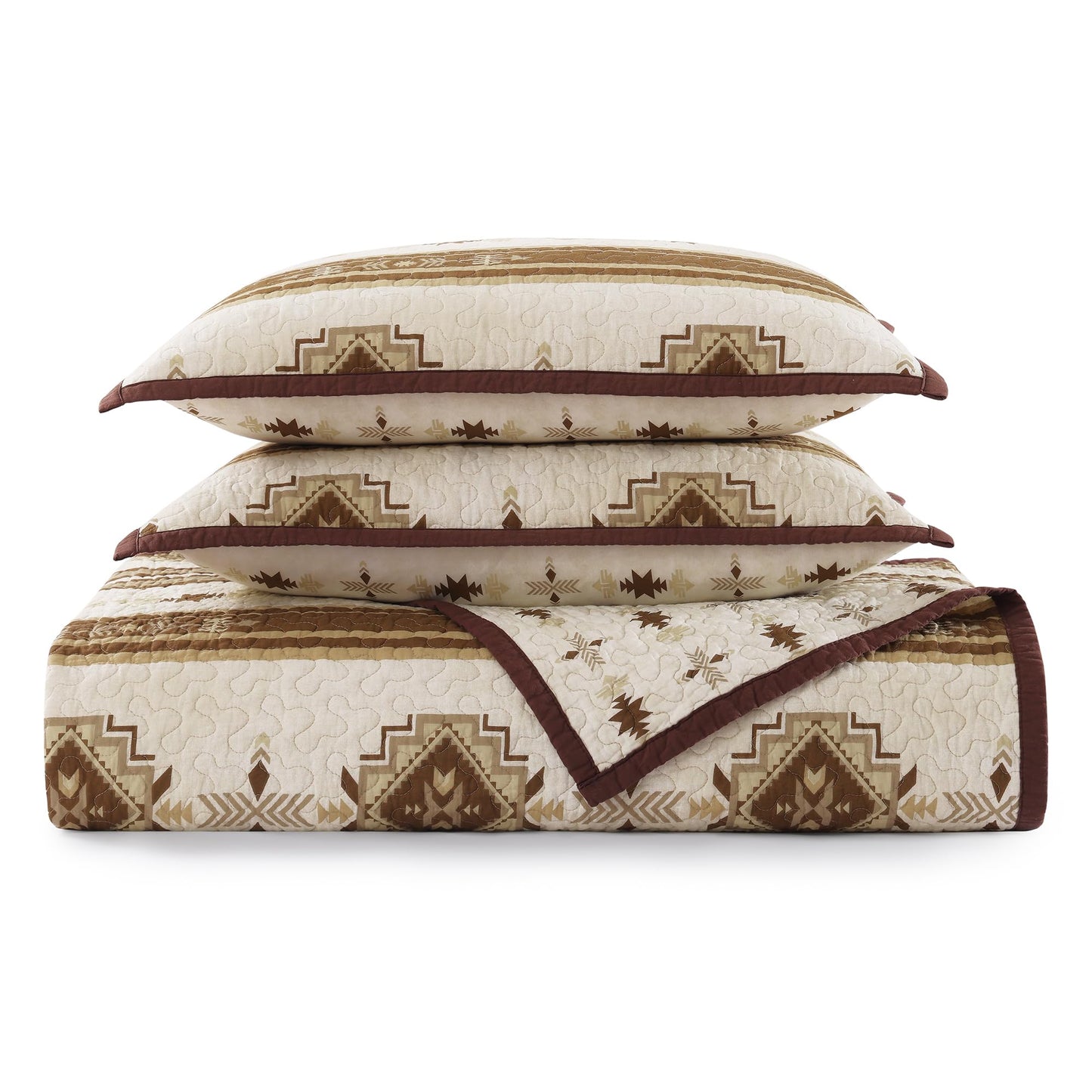 Paseo Road Dakota King Quilt Set, 3 Piece Rustic Western Bedding Set with Pillow Sham, Lightweight Reversible Cotton Quilt with Southwestern Aztec Pattern, Soft Breathable Cozy Boho Bedding