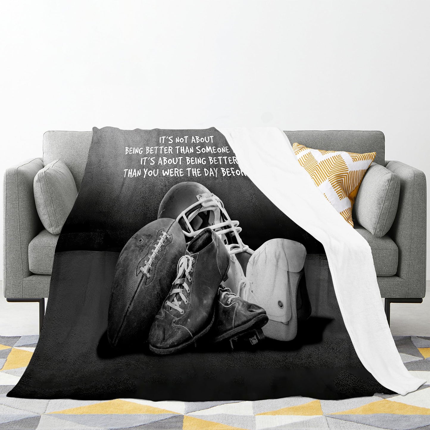 Sports Football Throw Blanket - Soft Warm Cozy Fleece for Boys Men Girls Women Kids Adults - Couch Sofa Bed 50"x40"