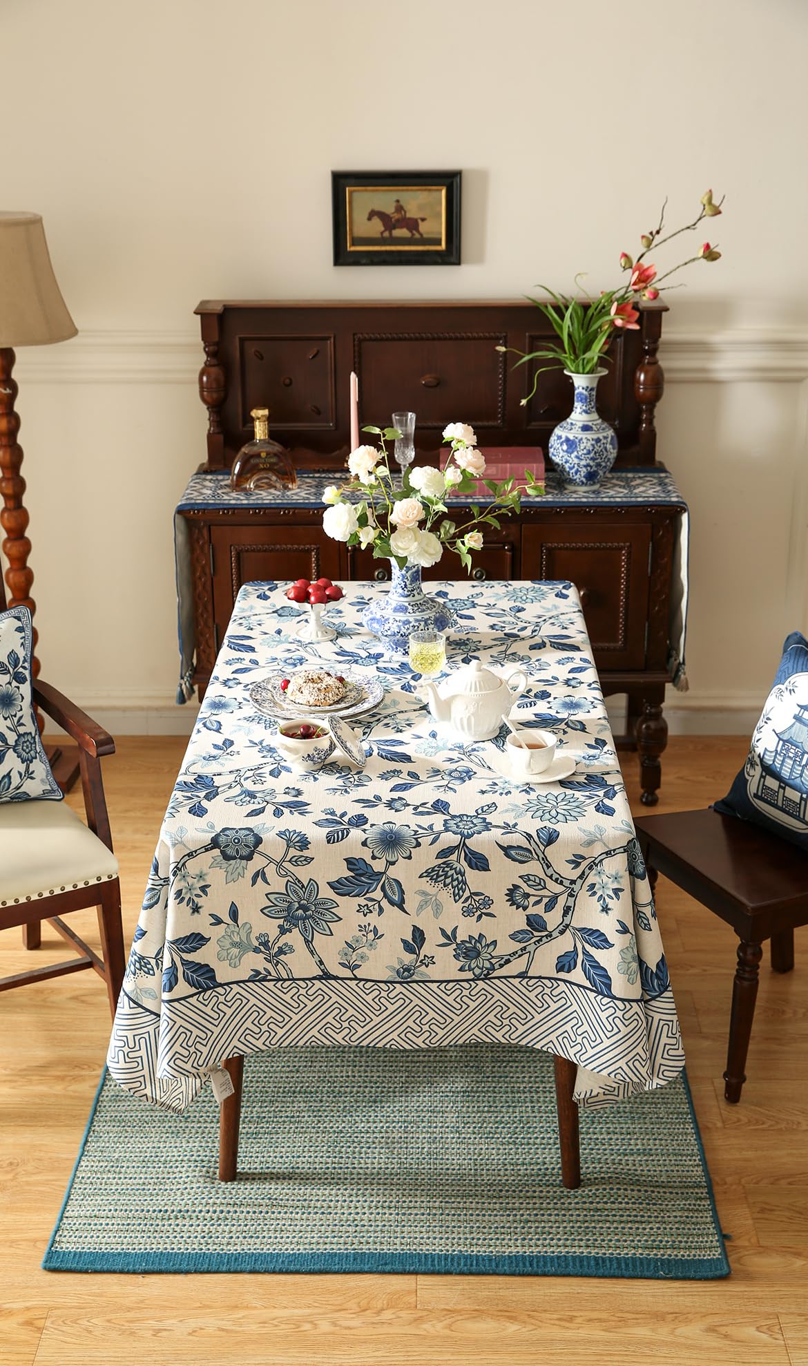 bilin gaier Designer Linen Tablecloth Rectangular,87"x55"-Suqing A