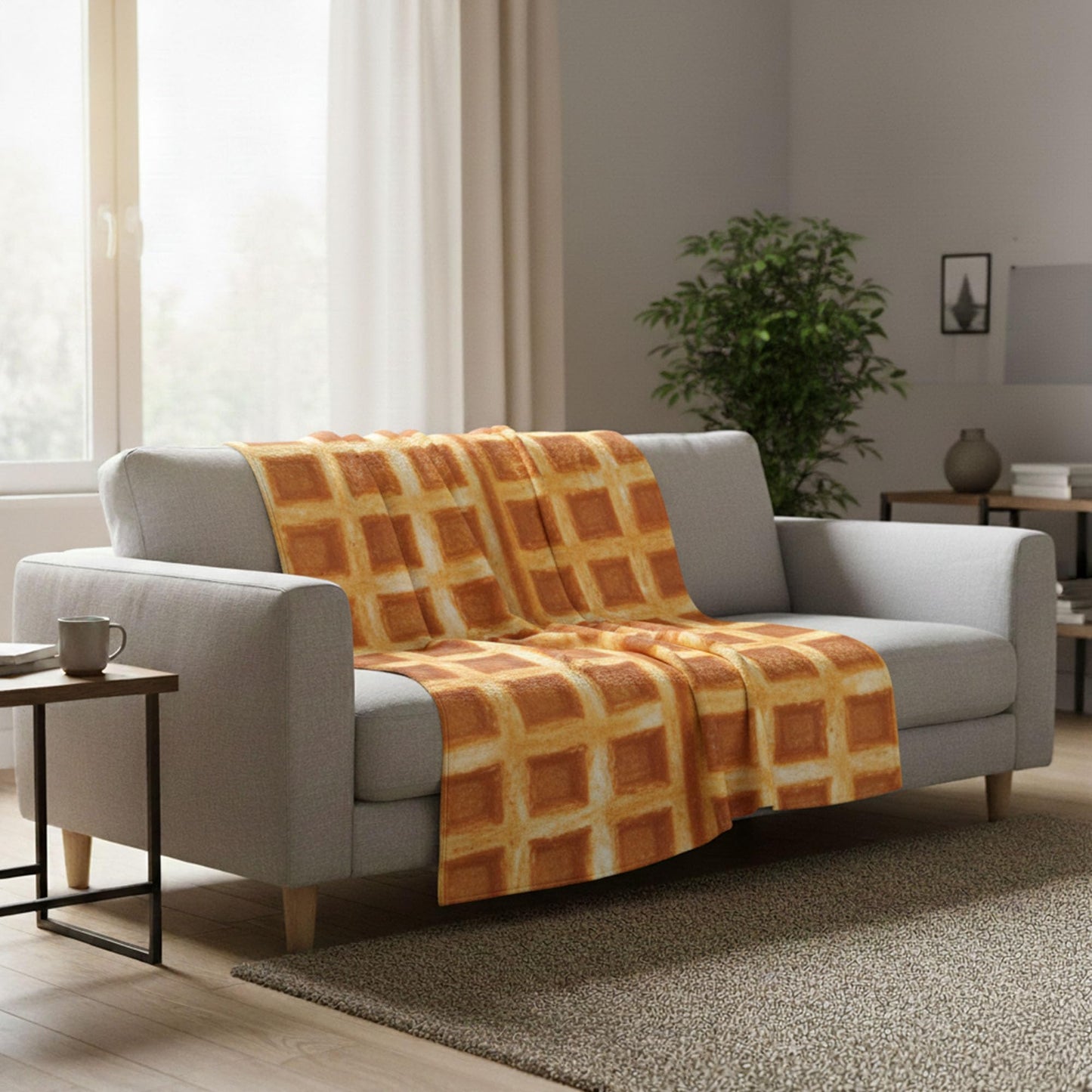 Lifeella Realistic Waffle Throw Blanket, Super Soft Warm Flannel Fleece Nap Food Blankets for Couch Dorm Sofa Room, Funny Gag Gifts for Teenage Boys and Girls, 50×60 inch