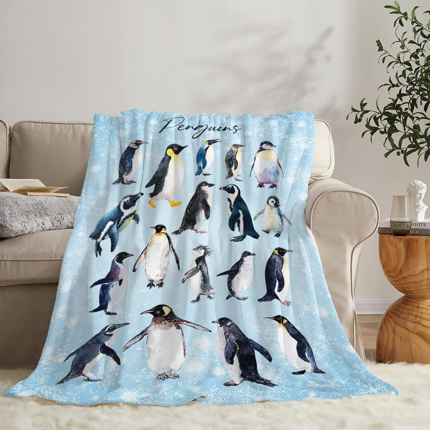 Baegopa Penguin Blanket Gifts for Girls Boys Penguins Throw Blankets Cozy Plush Fleece Flannel Fuzzy for Women Men Decor 50"X40"