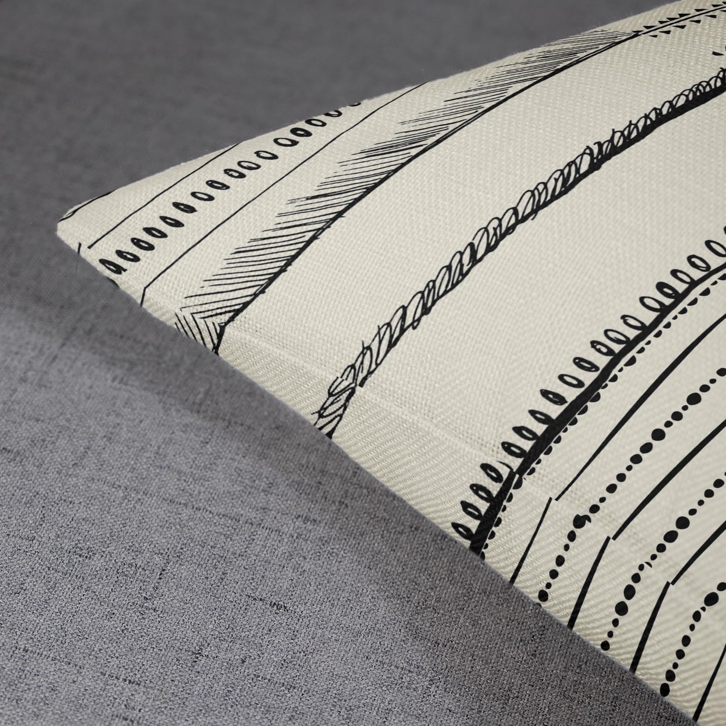 ArtSocket Set of 4 Throw Pillow Covers Pattern Black and White Boho Bohemian Geometric Dots Lines of Borders Decor Linen Outdoor Pillow Cases Home Decorative Square 18x18 Inches Pillowcases