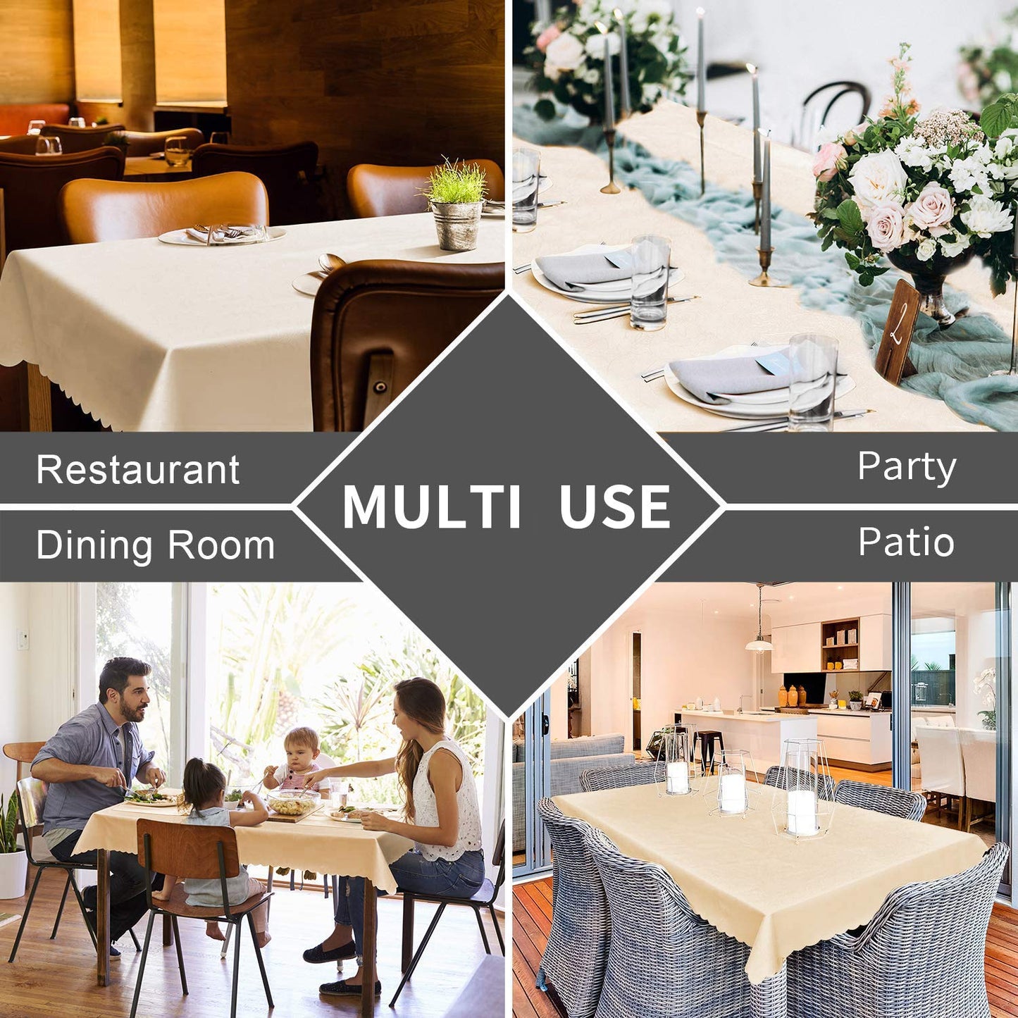 Smiry Rectangle Table Cloth, Waterproof Heavy Duty Vinyl Tablecloths, Wipeable Washable Table Cover for Kitchen and Dining Room (Brown, 60" X 120")