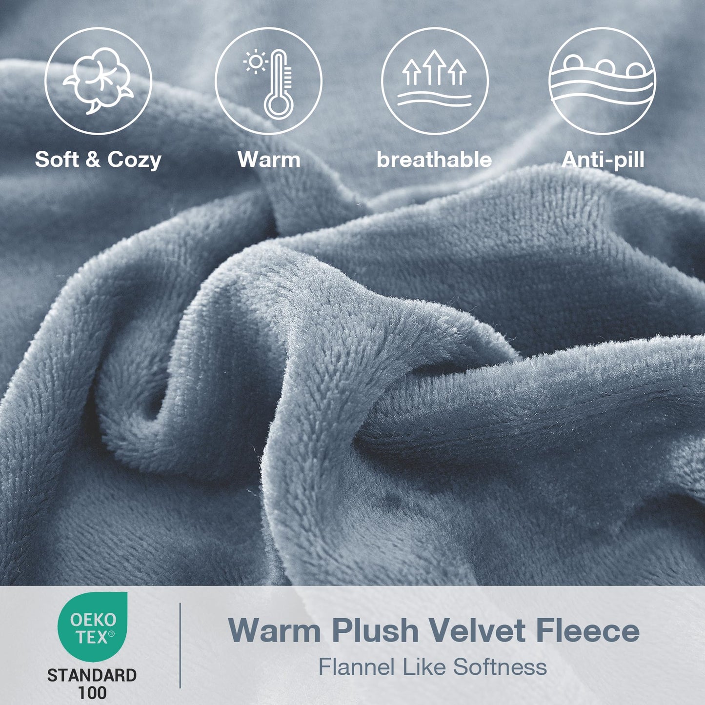 Softan Fleece Sheets Queen Size, Flannel Like Soft, Fuzzy Warm Plush Sheets, Velvet Polar Microfleece Bedding for Winter, Baby Blue