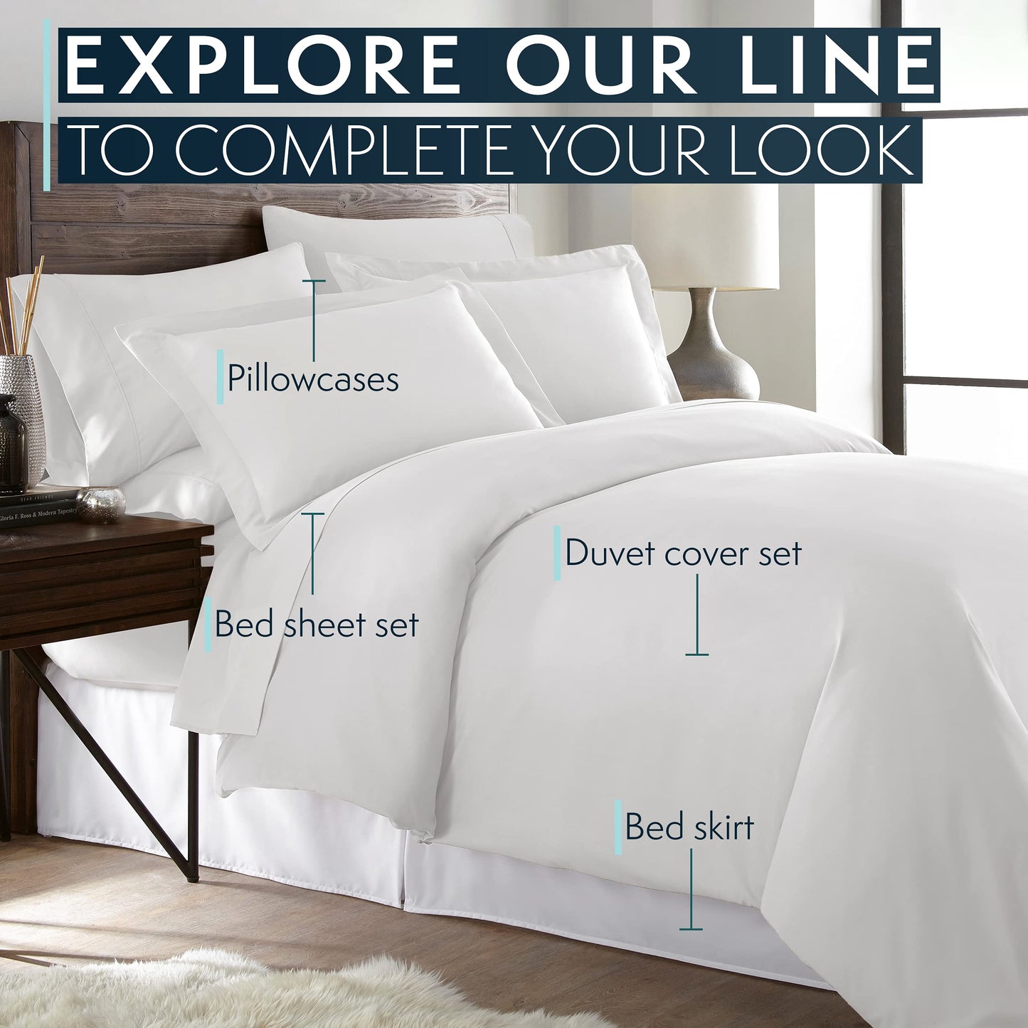 HC Collection Duvet Cover - Ice Blue Queen Size Duvet Cover - 3 Piece Soft Breathable Microfiber Duvet Cover Set with Zipper Closure & 2 Pillow Shams