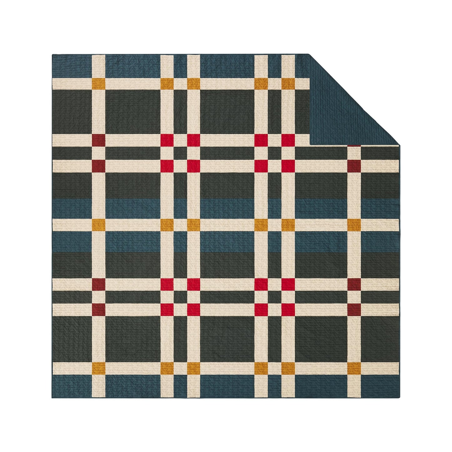 Pendleton King Quilt Set – 100% Cotton 3 Piece Quilt Set with Shams, Soft Lightweight Bedding for King Size Bed, Green & Tan Patterned Comforter Alternative, King Bedding Set (Four Square)