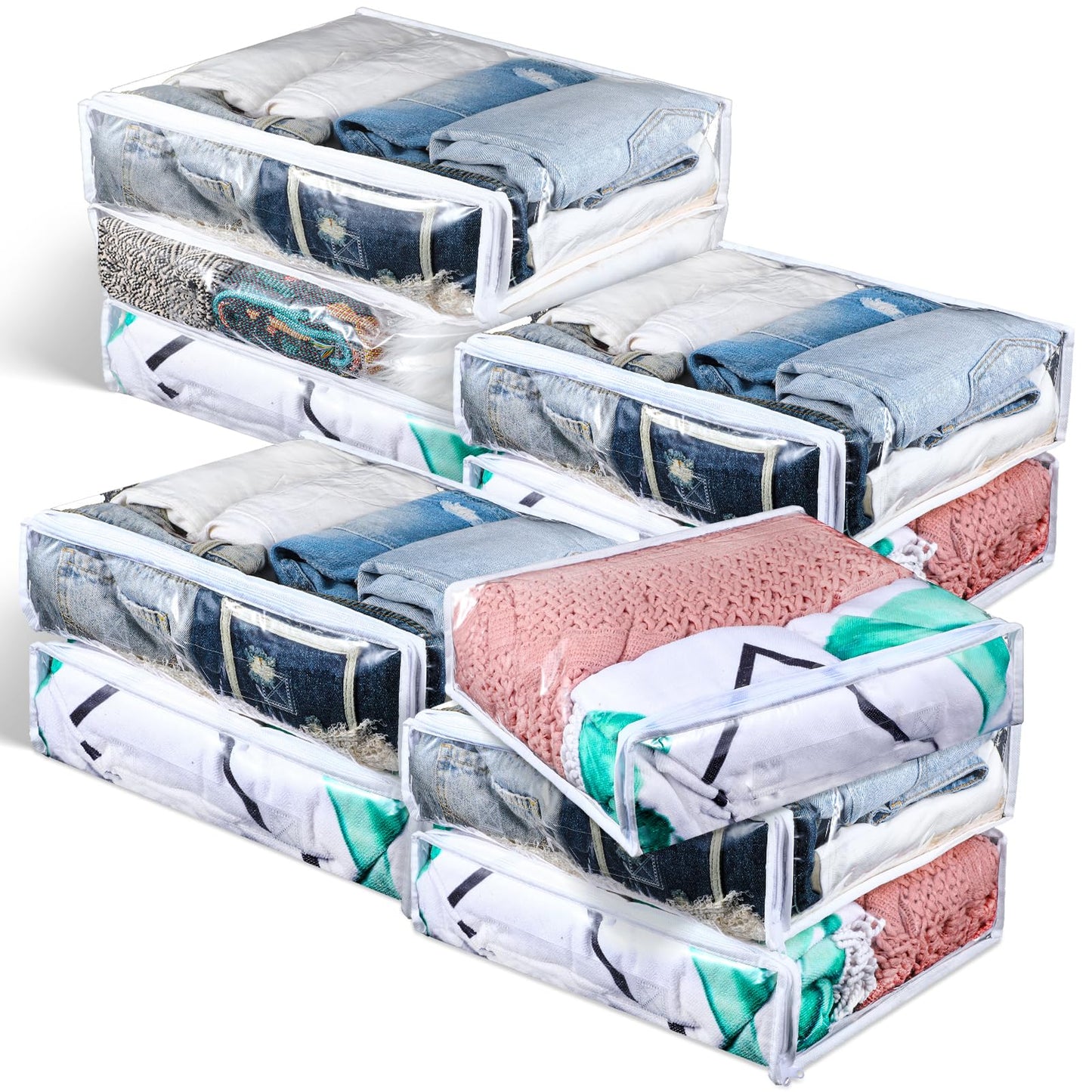 10 Pack Clear Storage Bags with Zipper Large Plastic Zippered Storage Bags for Blankets Clothes Sweaters Pillow Bed Sheet Storage Organizers 16 x 14 x 4 Inch