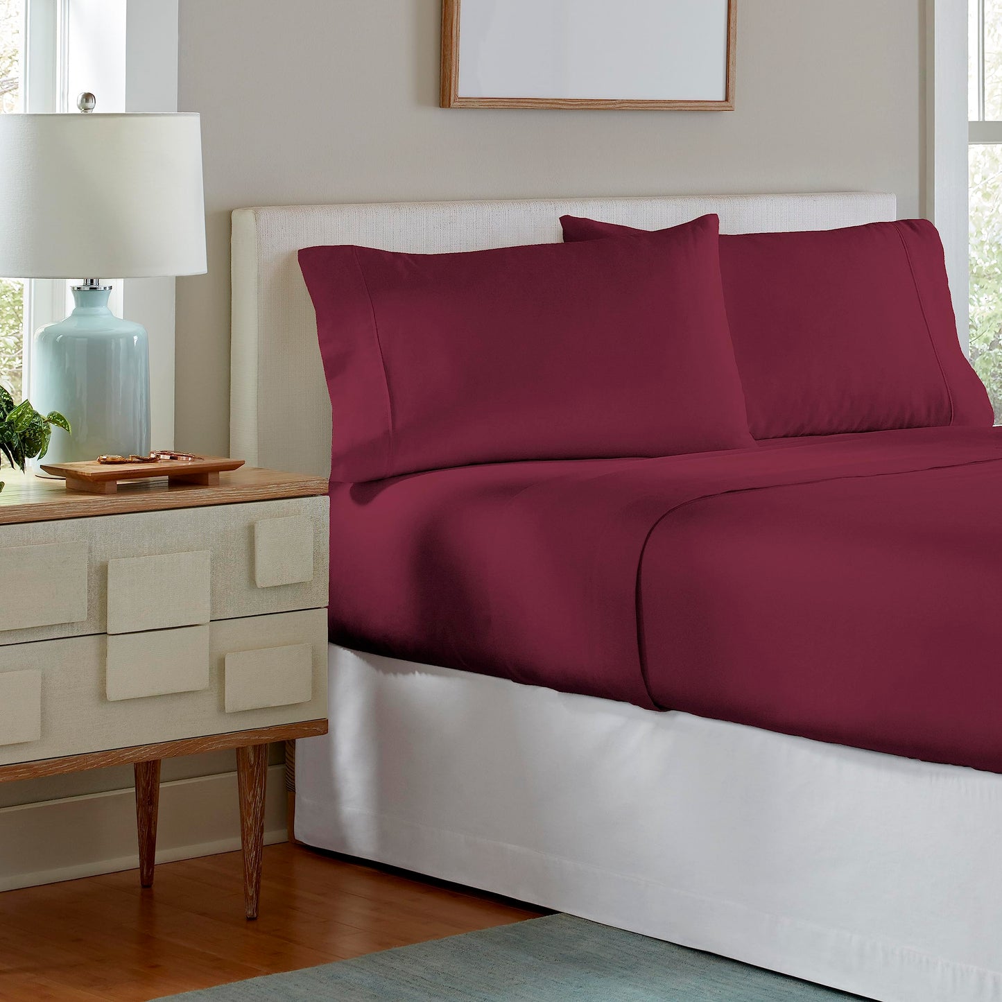 Pointehaven Flannel 170 GSM Sheet Set,Twin Merlot
