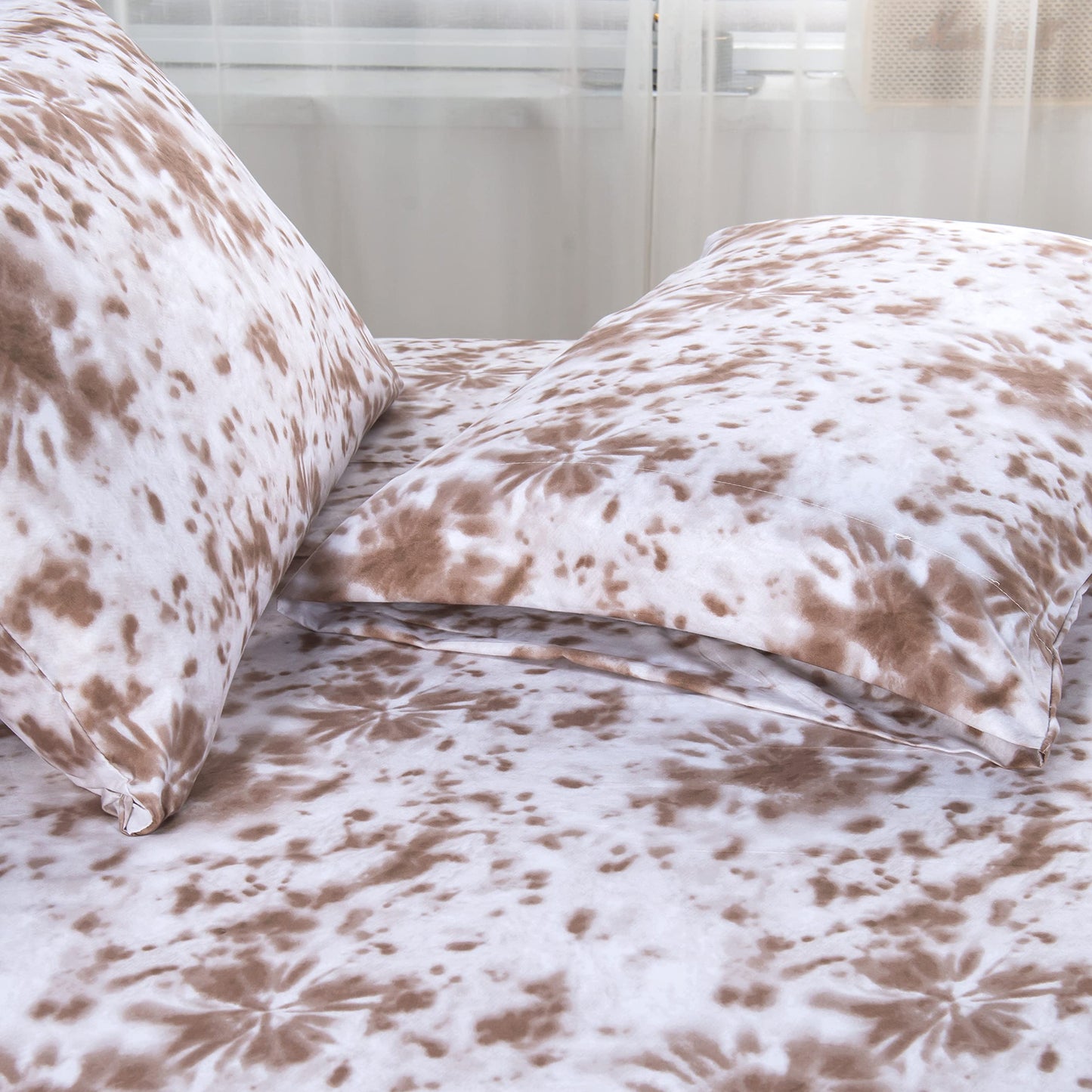 Elegant Comfort Luxury Soft Bed Sheets Tie Dye Pattern 1500 Thread Count Percale Egyptian Quality Microfiber Softness Wrinkle and Fade Resistant (4-Piece) Bedding Set, Twin XL, Tie Dye Taupe
