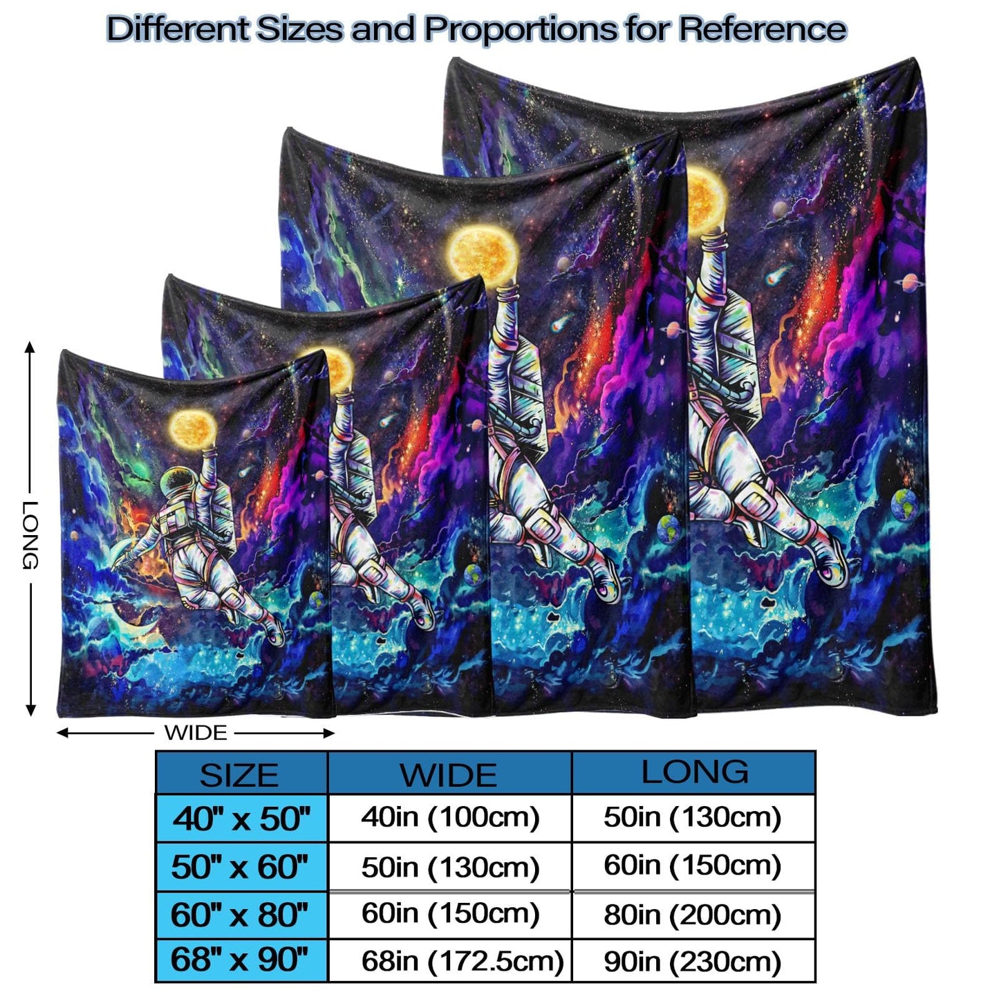 kampdream Fleece Throw Blanket, Galaxy Universe Planet Blankets for Men, Boys and Teens Starry Sky Nebula Stars Comforter Nap Throws for Couch Chair Bed Decor Comforter (Astronaut, 40.00" x 50.00")