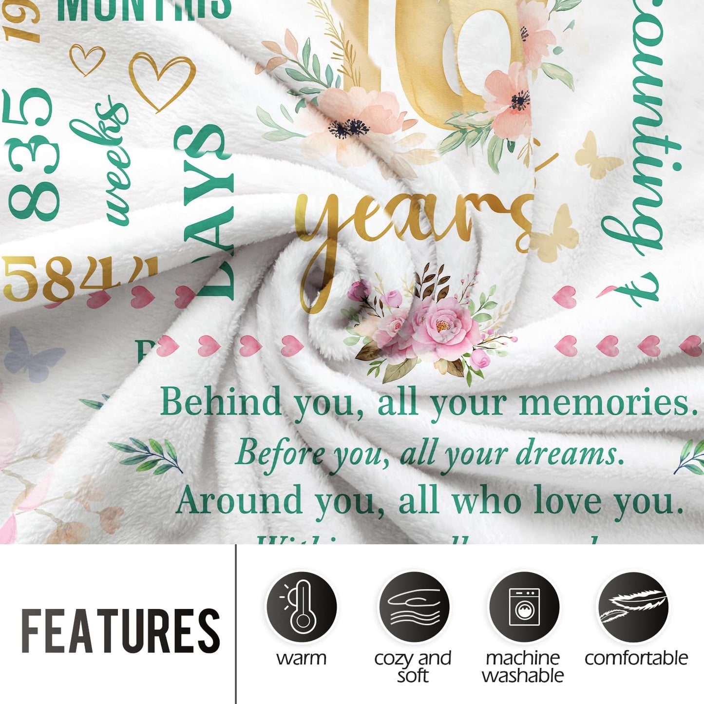 Levens Sweet 16 Gifts for Girls Boys, 16th Birthday Gifts for Girls, 16 Year Old Girl Birthday Gift Ideas, 16th Birthday Decorations, Happy 16th Birthday Presents for 16 Year Old Blanket 60"x50"