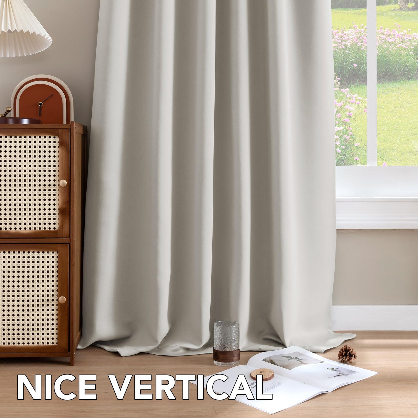 H.VERSAILTEX Blackout Curtains Thermal Insulated Window Treatment Panels Room Darkening Blackout Drapes for Living Room Back Tab/Rod Pocket Bedroom Draperies, 52 x 84 Inch, Ivory/Cream, 2 Panels