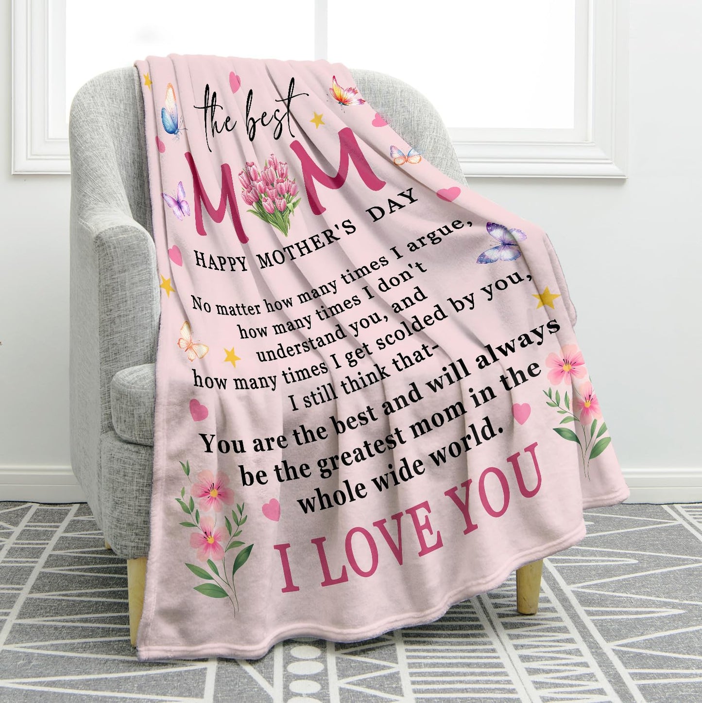 Jekeno Birthday Gifts for Mom, Mom Blanket, Mother Gifts from Daughter or Son, Anniversary Mothers Day Present for Wife, Women 50"x60"