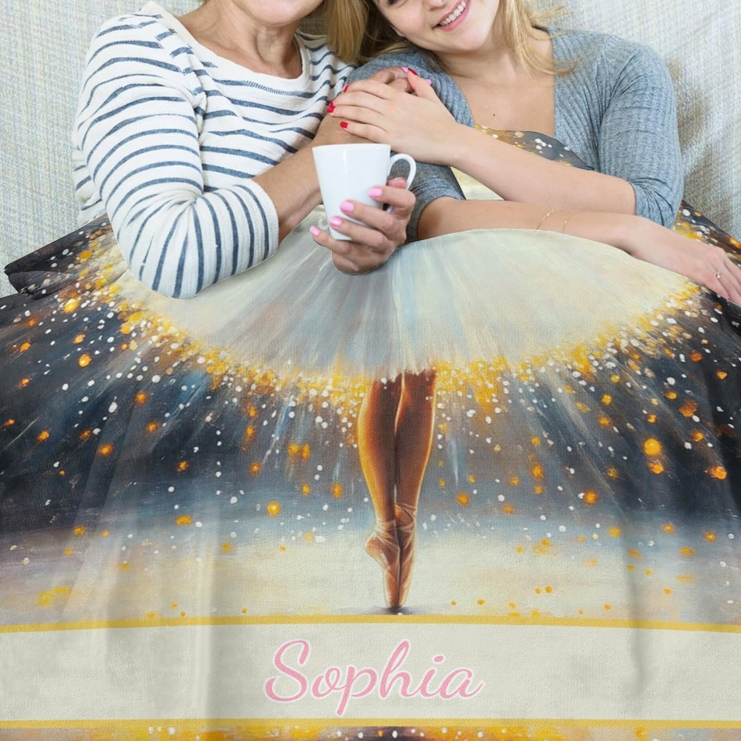 Xaviynch Personalized Throw Blanket Ballerina, Custom Name Flannel Blanket Gifts for Teen Girls Teachers Women, Warm Cozy Blanket for Couch Sofa Bed
