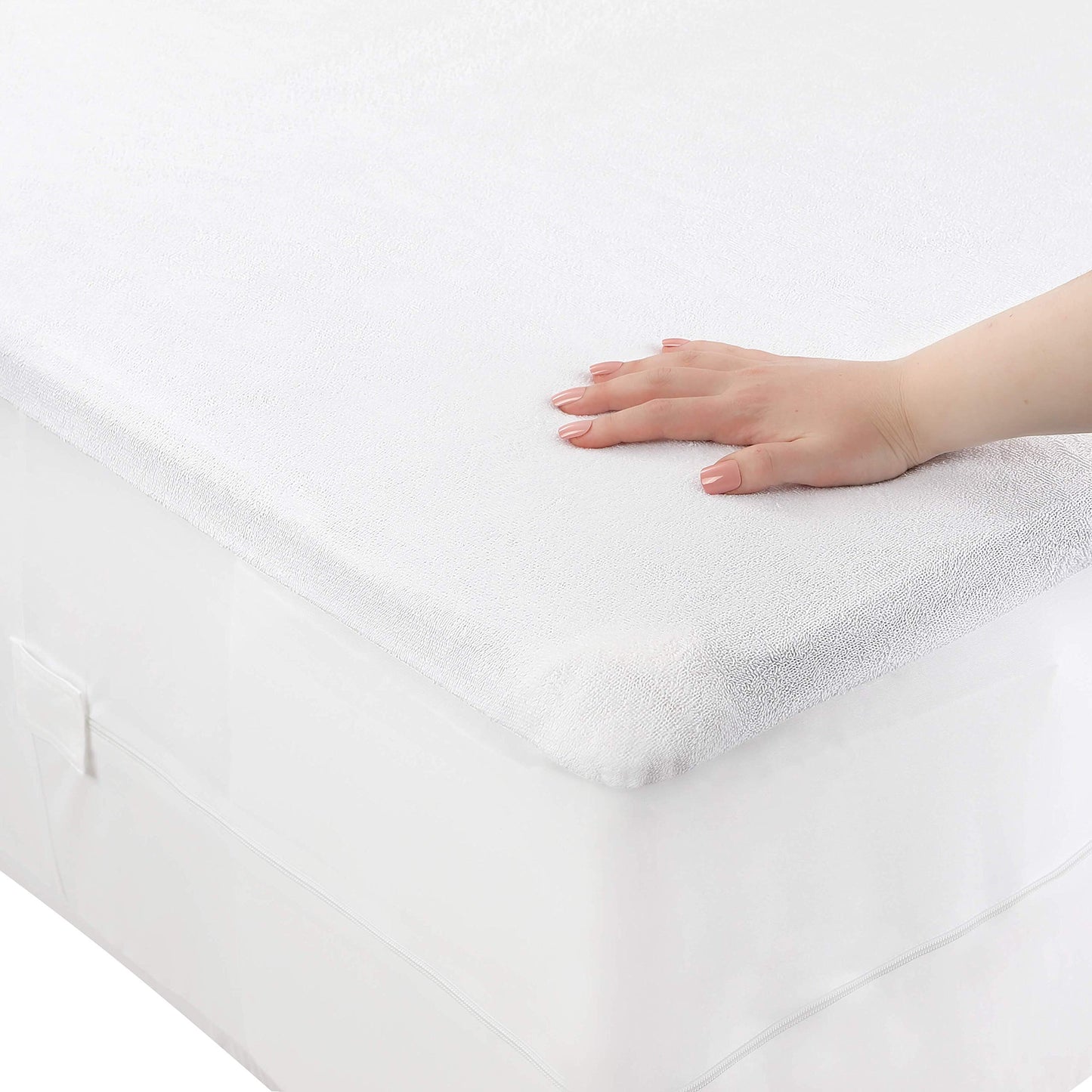 Masirs Zippered Mattress Encasement - Waterproof, Breathable, Noiseless, Machine Washable, Soft Terry Top for Comfortable Night Sleep. (Cal-King)
