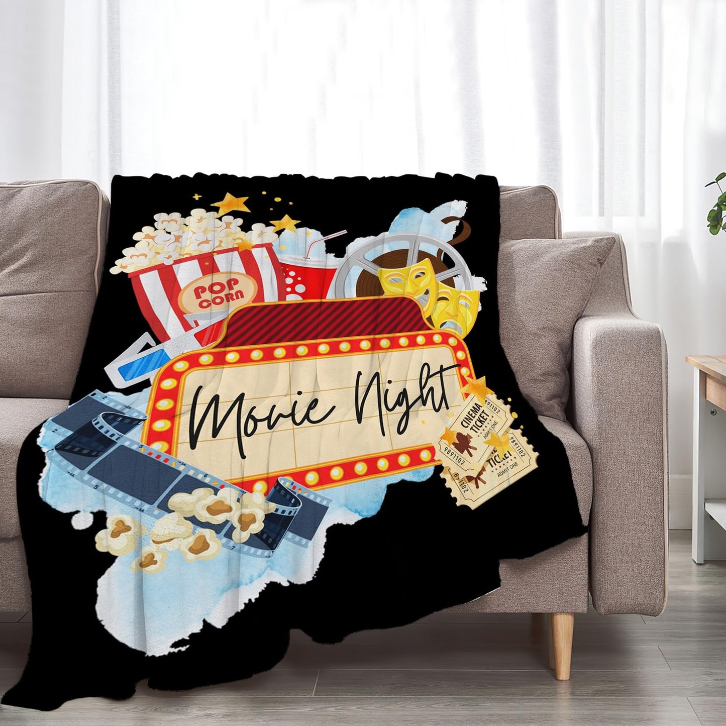 Golakra Movie Blanket Movie Lover Throw Blankets Plush Cozy Flannel Fleece Fuzzy Theater Home Film Cinema Blanket Gifts for Girls Women Men Boys Kids Bed 50"X40"
