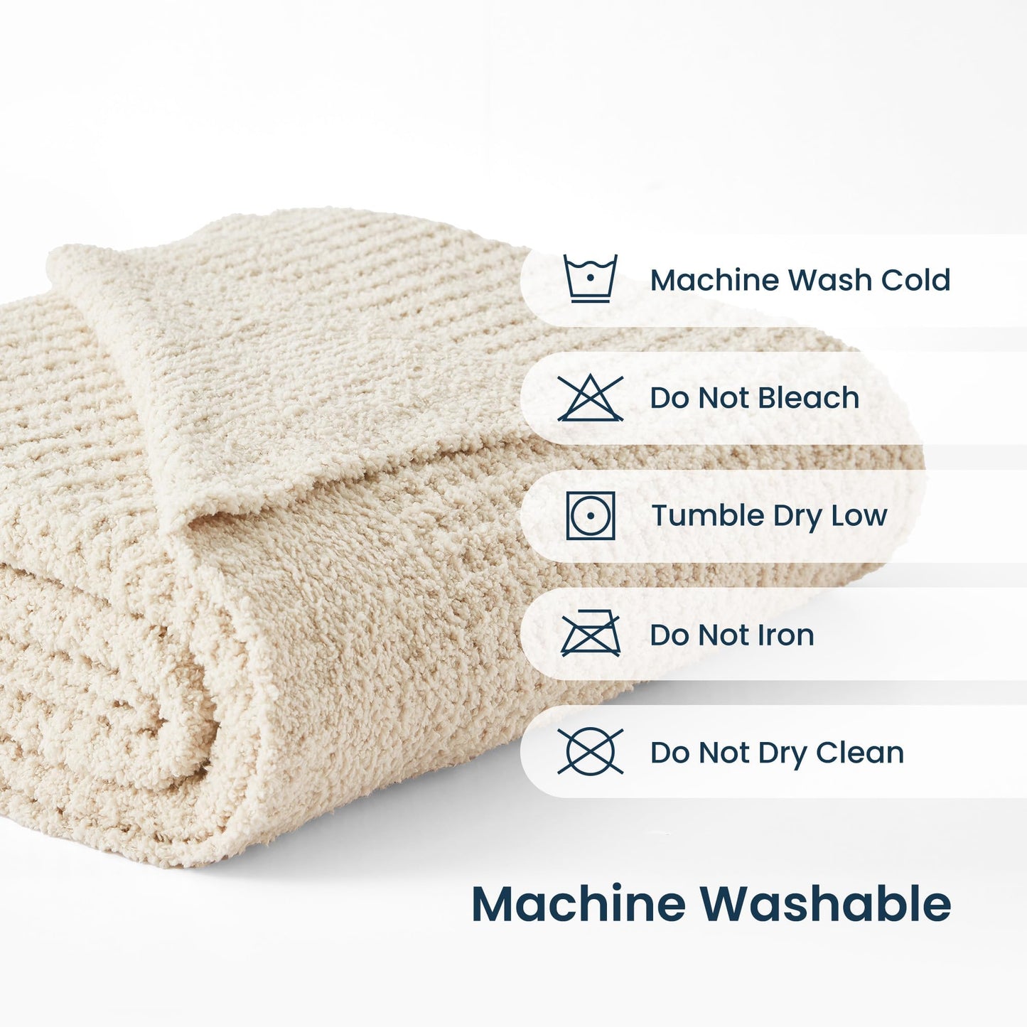 SLEEP ZONE Throw Blankets for Couch, Waffle Weave Blanket Soft Cozy Lightweight Warm Decorative Knit Throw Blankets for Bed, Sofa, Living Room (50x60in, Light Beige)