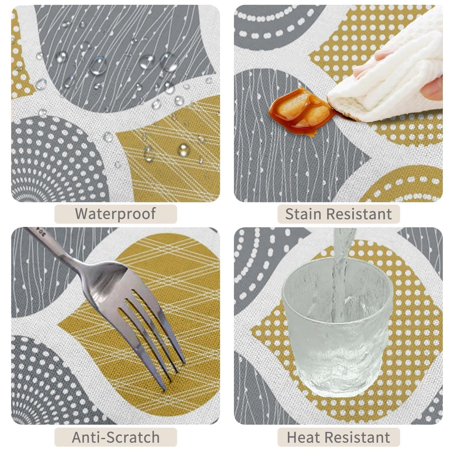 TTQYFNM 60x84inches Mid Century Tablecloth Yellow and Grey Modern Geometric Pattern Table Cloth Washable and Wrinkle Resistant Fabric Table Cover for Kitchen Dining Patio Cafe Restaurant Home