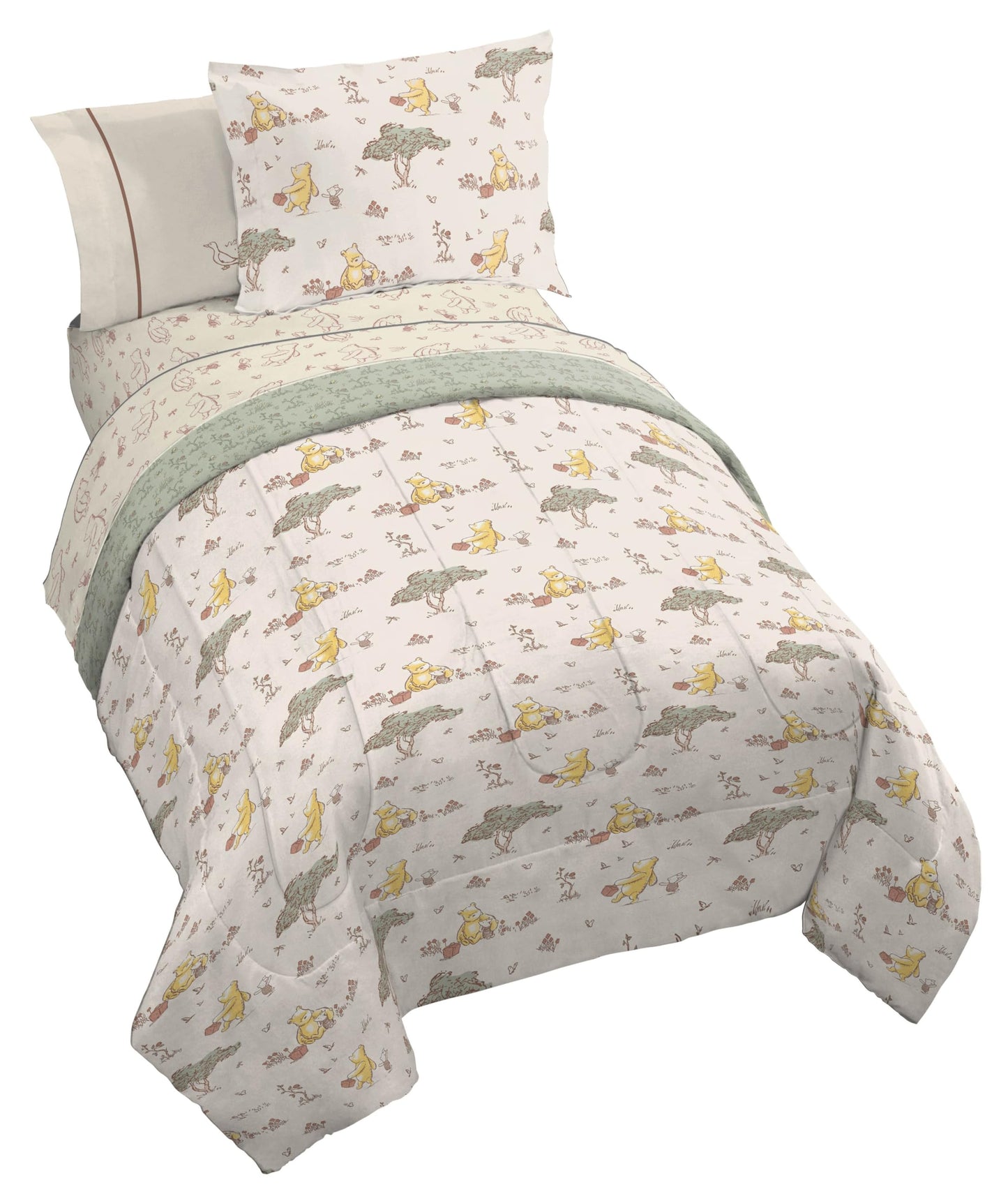 Jay Franco Kids Bed Set, Beige, Winnie The Pooh, 7 Piece Full