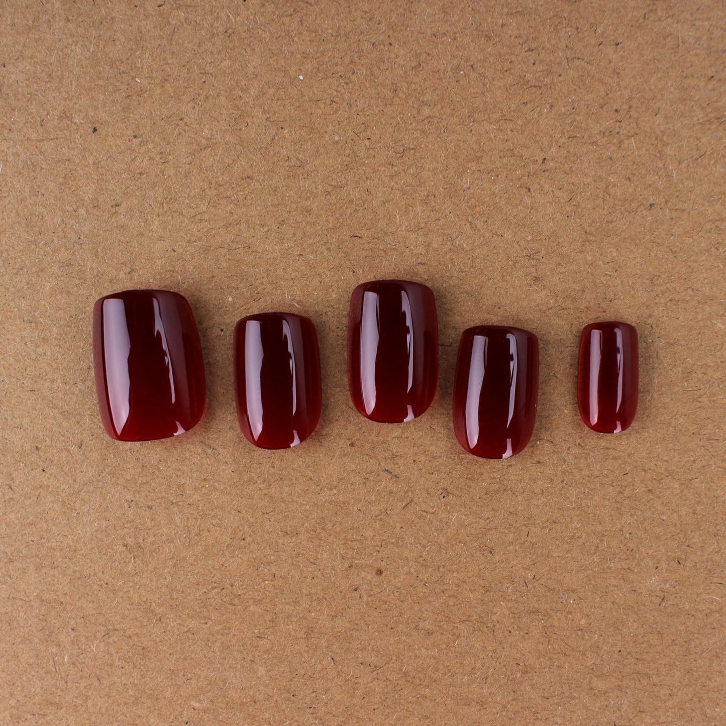Burgundy Press On Nails Short Square Shape, Glossy Finish Acrylic Fake Nails Kit, Reusable Glue On Nails, Long-Lasting, Natural Stick-On Manicure Set for Women, 24pcs DIY Elegant Nails
