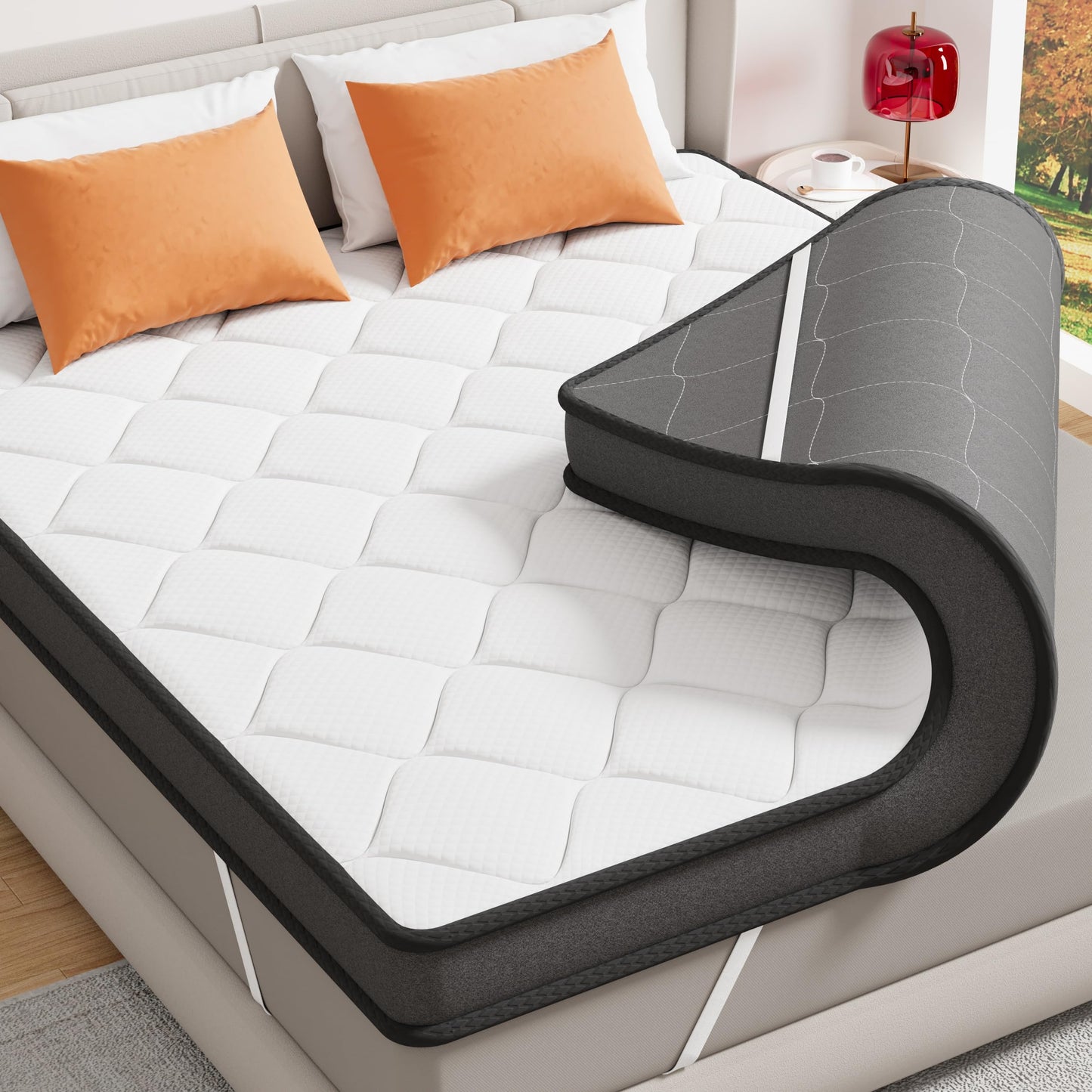 ELEMUSE 3 Inch Full Size Memory Foam Mattress Topper, High Density Gel Foam Bed Toppers with Cooling Pillowtop for Back Pain Relief, Medium Firm Mattress Pad for Comfort Body Support