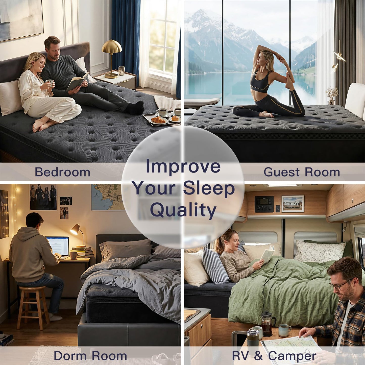 Profus 12 Inch Queen Mattress, Memory Foam Mattress in a Box with Memory Foam & Pocket Springs for Motion Isolation, Queen Size Mattress Relieve Pressure with Medium Support, CertiPUR-US Certified