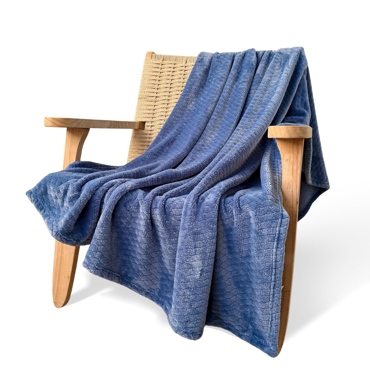Kingcason Hoomly Soft Fleece Throw Blanket for AC Room, Soft Lightweight Flannel Blanket for Couch Travel Bed, Cozy Breathable Decor Gifts for Women & Men, Machine Washable, Denim Blue, 60x80 Inches