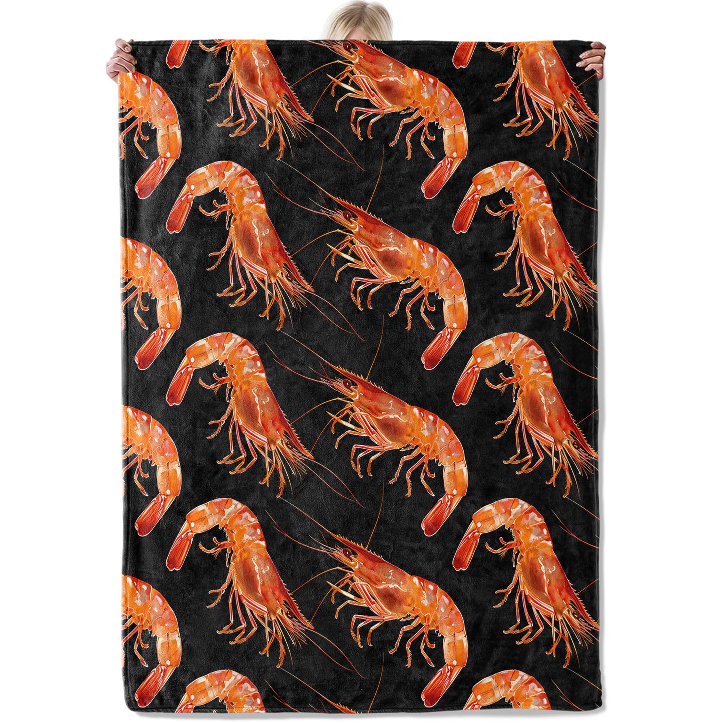 Aonimonis Shrimp Throw Blanket Gifts for Women, Soft Fuzzy Warm Cozy Flannel Blankets for Bedroom, Travel, Couch, Home Decor 50x60 in