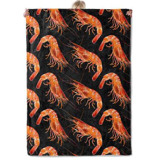 Aonimonis Shrimp Throw Blanket Gifts for Women, Soft Fuzzy Warm Cozy Flannel Blankets for Bedroom, Travel, Couch, Home Decor 50x60 in